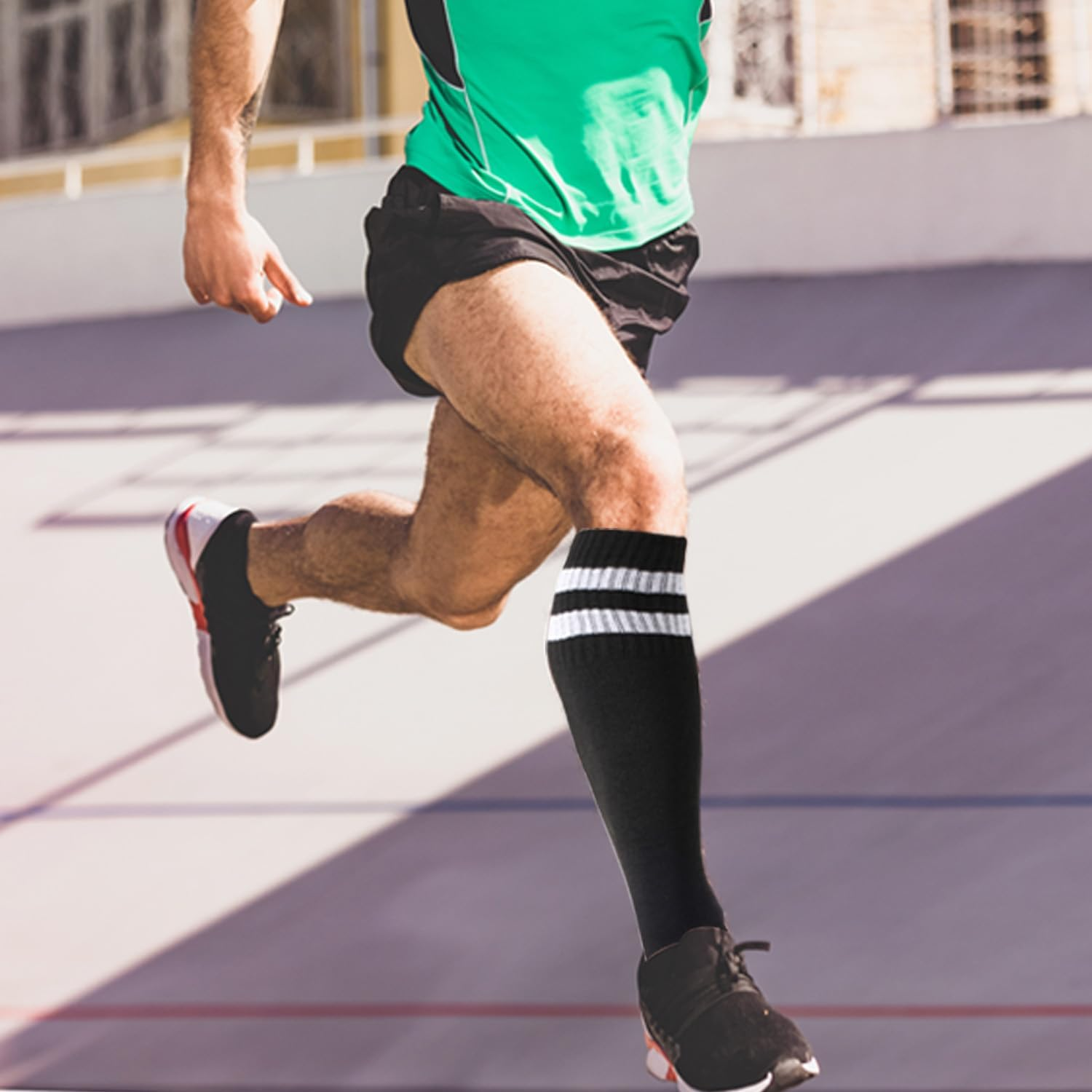 3 Pairs Soccer Socks, Sport Knee High Socks Calf Compression Athletic Socks for Adult Men and Women Football, Running - Style 1-3 Pairs image number 5