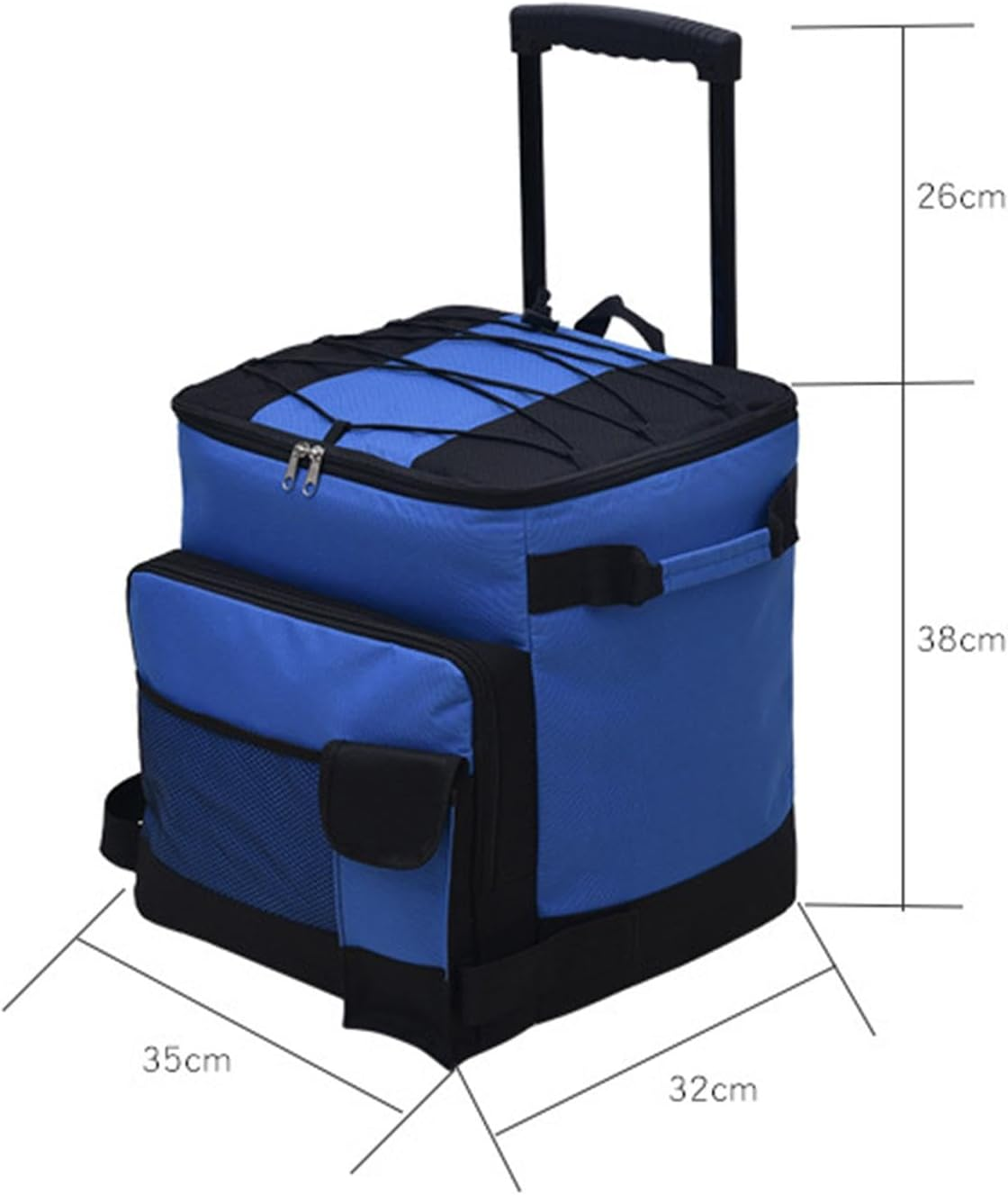 Perfk Rolling Cooler Cart, Cooler Bag Insulated Waterproof Portable Leakproof Wheeled Cooler Collapsible Cool Bag for Beach Summer Cars Travel Home image number 3