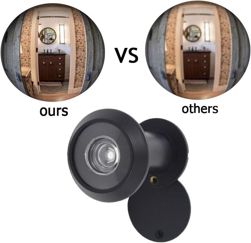 Door Viewer Peephole, Solid Brass 220-Degree Door Viewer with Heavy Duty Rotating Privacy Cover for 1-3/8" to 2-1/6" Doors for Home Office Hotel (Black) - Black image number 3