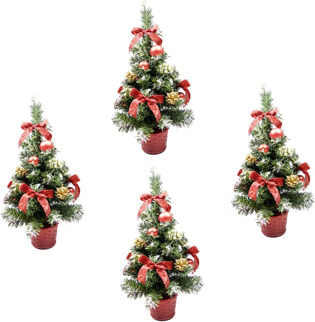 Anneome 4Pcs Adorable Mini Christmas Tree Decorative Tree for Home Party Showcase Table Ornament Christmas Decor Random Color image number 1