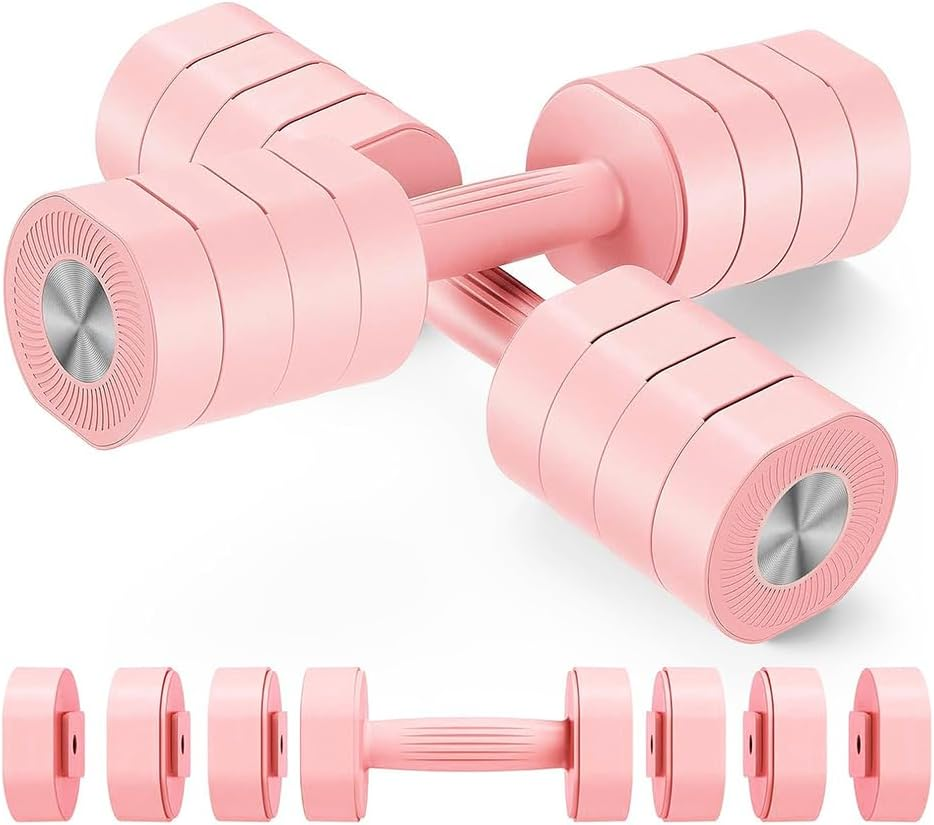 Adjustable Dumbbells Set,4 in 1 Hand Weights Set,Quick-Change Disc,With TPU Soft Rubber Handle,For Women & Men,Home Gym Exercise Workout Strength Training Equipments