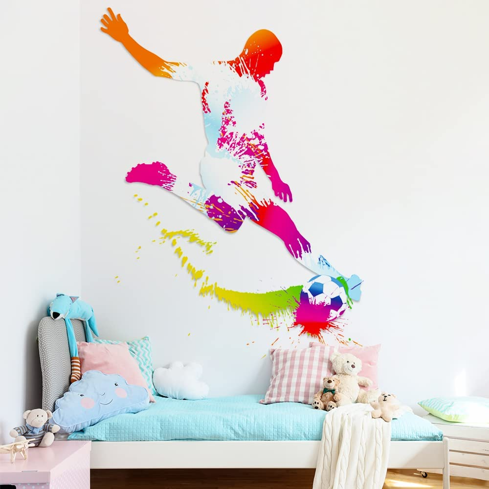 LZYMSZ Soccer Ball Sticker, 38.9&times;61Inch Football Wall Stickers, Watercolor Soccer Player Art Decal for Boy Walls, Living Room, Bedroom, Home Decor image number 4