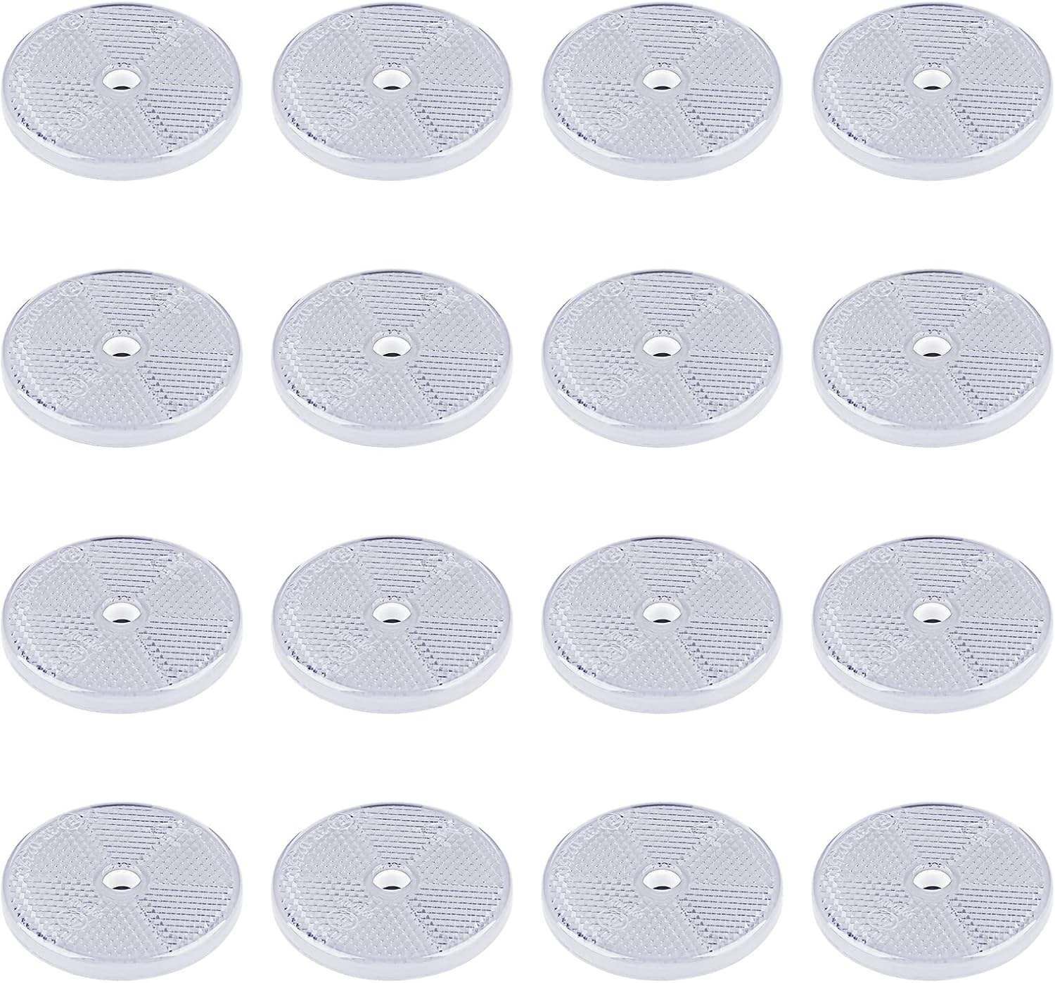 Kingdder 16 Pack Front round Reflector for Driveway Fence Gate Posts Trailers Safety Reflectors with Center Mounting Holes Automobiles Boats Mailboxes(White)