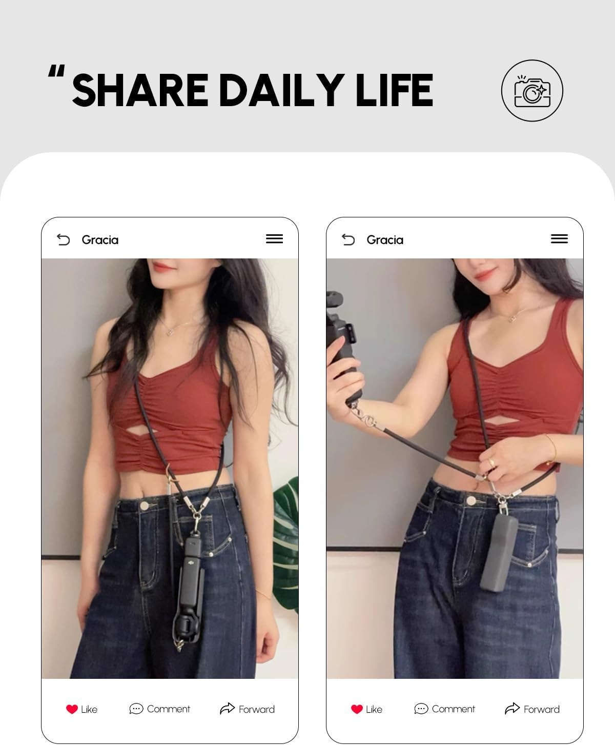 Project-Cb Pocket3 Lanyard,Crossbody & Wrist Strap,Lanyard for DJI Osmo Pocket 3, Phone Strap - Verdant-S image number 4