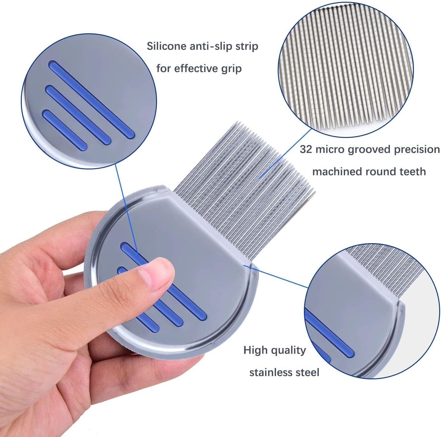 9 Pcs Lice Combs, Flea Combs, Hair Comb Double Sided Fine Tooth Combs, Removal Dandruff Comb with Metal Teeth, Stainless Steel Louse and Nit Comb for Head Lice Treatment image number 4