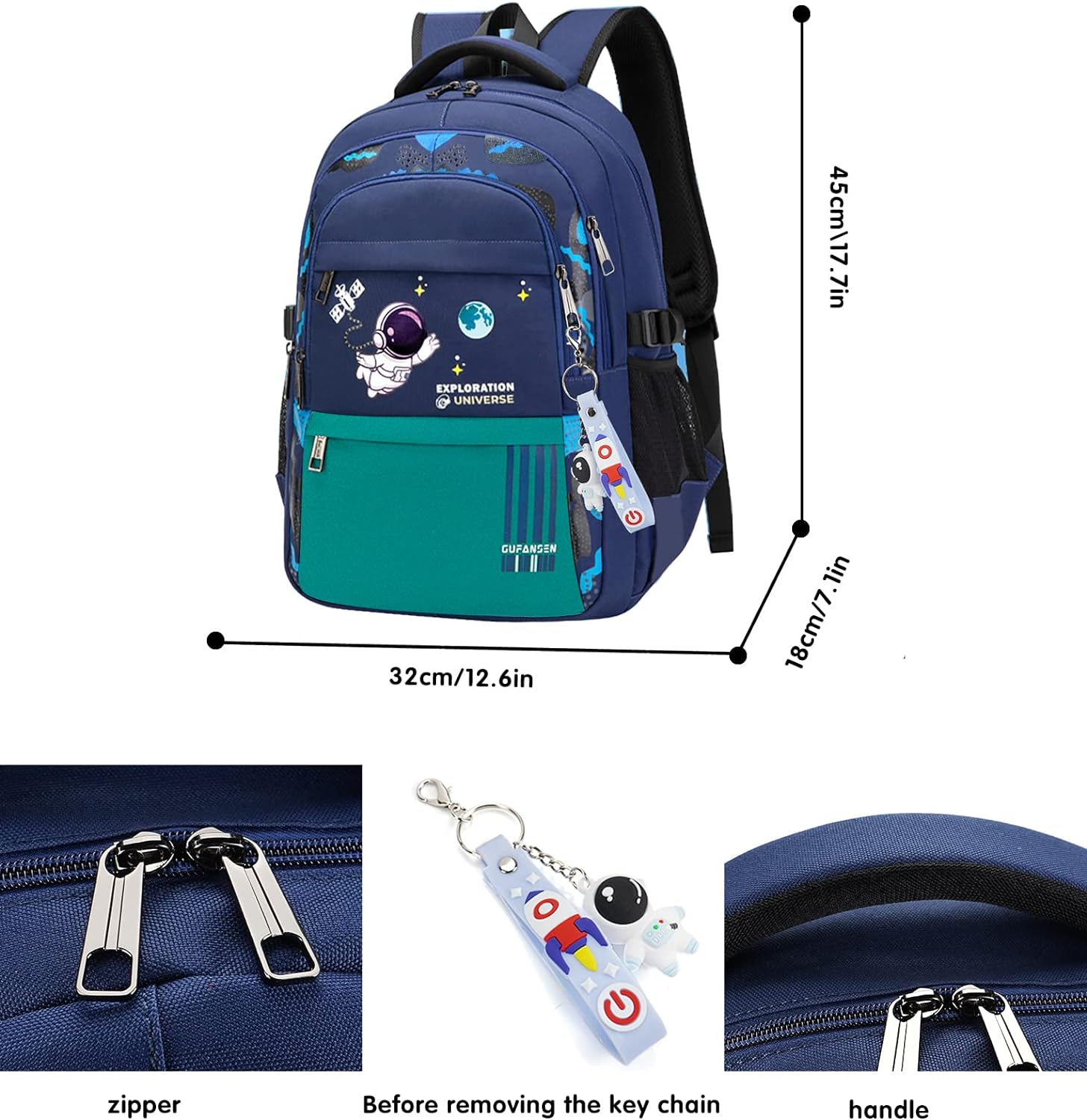 Astronaut Backpack for Boys Teens, Large Capacity School Bag Bookbag for Kids Elementary Middle image number 5