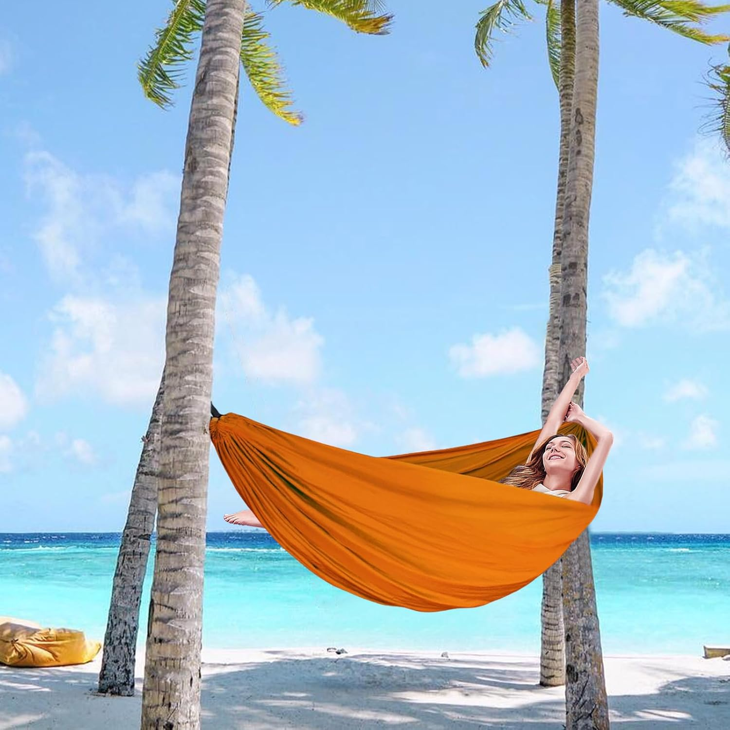 Hammock for Camping | Double Single Person Hammocks for outside | Comfortable Equipment with Picnic Blanket for Travel Hiking Beach Park Backyard image number 3