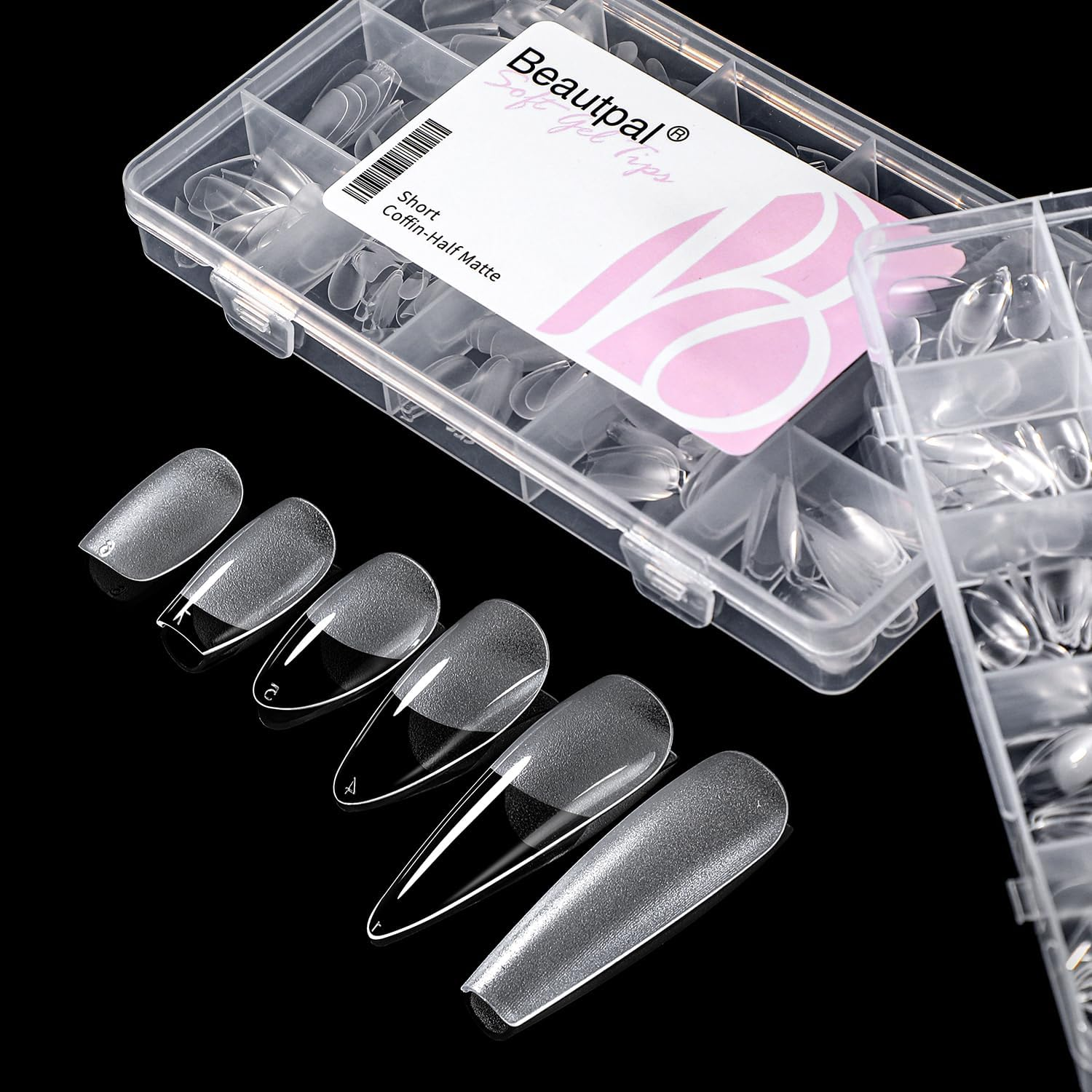 BEAUTPAL Long Stiletto Gel Tips 510Pcs Almond Press on Nails Pre-Shape Almond Nail Tips for Full Cover Acrylic False Nails for Nail Extension Nail Art, DIY Salon 15 Sizes Soft Gel Nail Tips image number 1