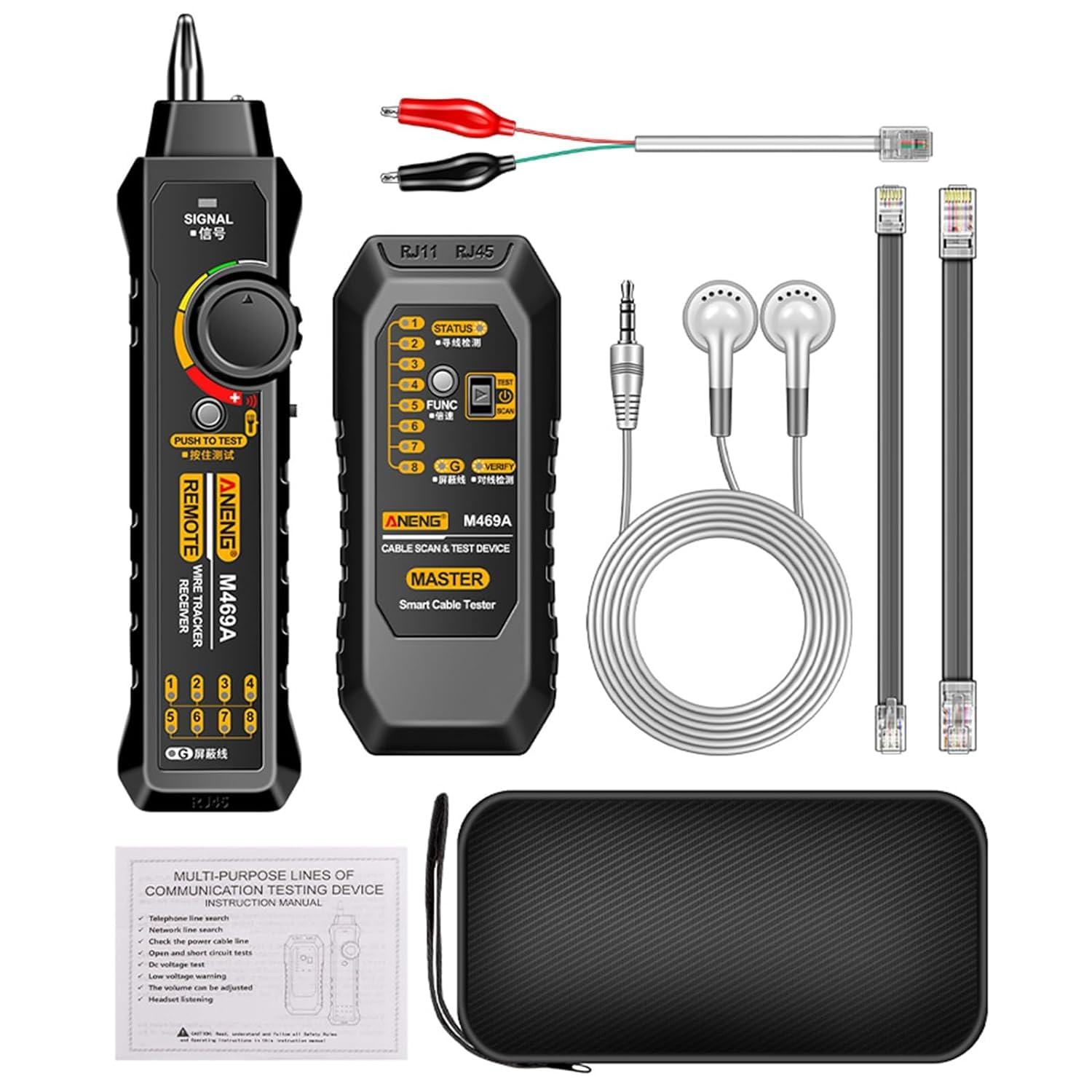 Multifunctional Network Tester， Ethernet LAN Network Wire Tracker with Telephone Line Tester, Network Line Scanning, Power Cable Scanning and POE Switch Test Functions image number 2