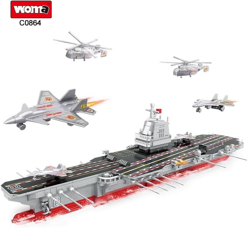 Aircraft Carrier Building Blocks Set (838 PCS), Battleship Model Building Toy Kit, Army Battleship Aircraft Boat Building Toy, Fighter Models Role Play,Educational Learning Toy for Kids 6+ image number 3