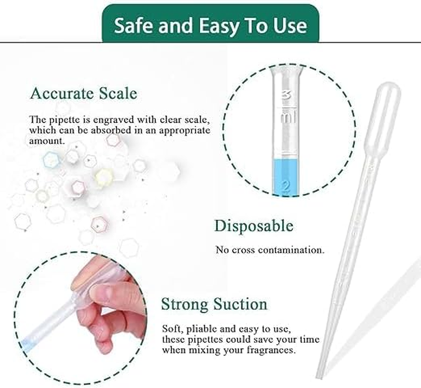 1ML Plastic Pipettes Disposable Eye Dropper Pipettes, Premium Graduated Pipettes Essential Oil Transfer for Makeup Tool, Science Class, Crafting, DIY Ar, 300 PCS image number 3