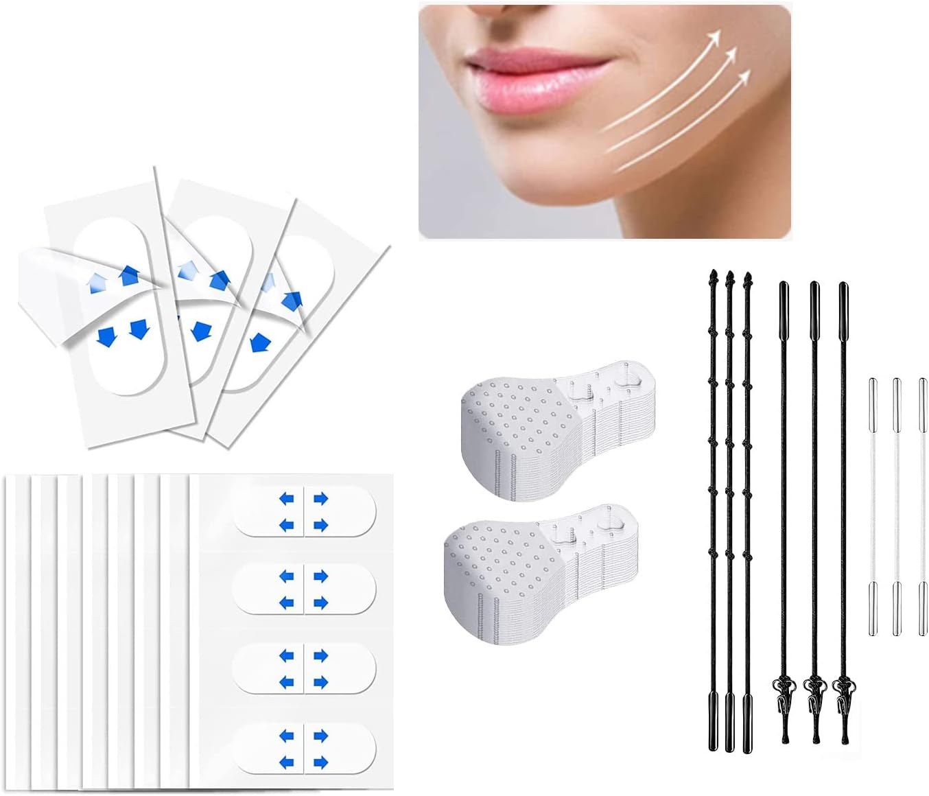 WXYINSPAS 100 Pcs Face Tape Lifting Invisible Kit for Wrinkles, Jowls, Double Chin, Neck, Eye, Waterproof High Elasticity V Shape Lift Tape Stickers, Instant Makeup Bands
