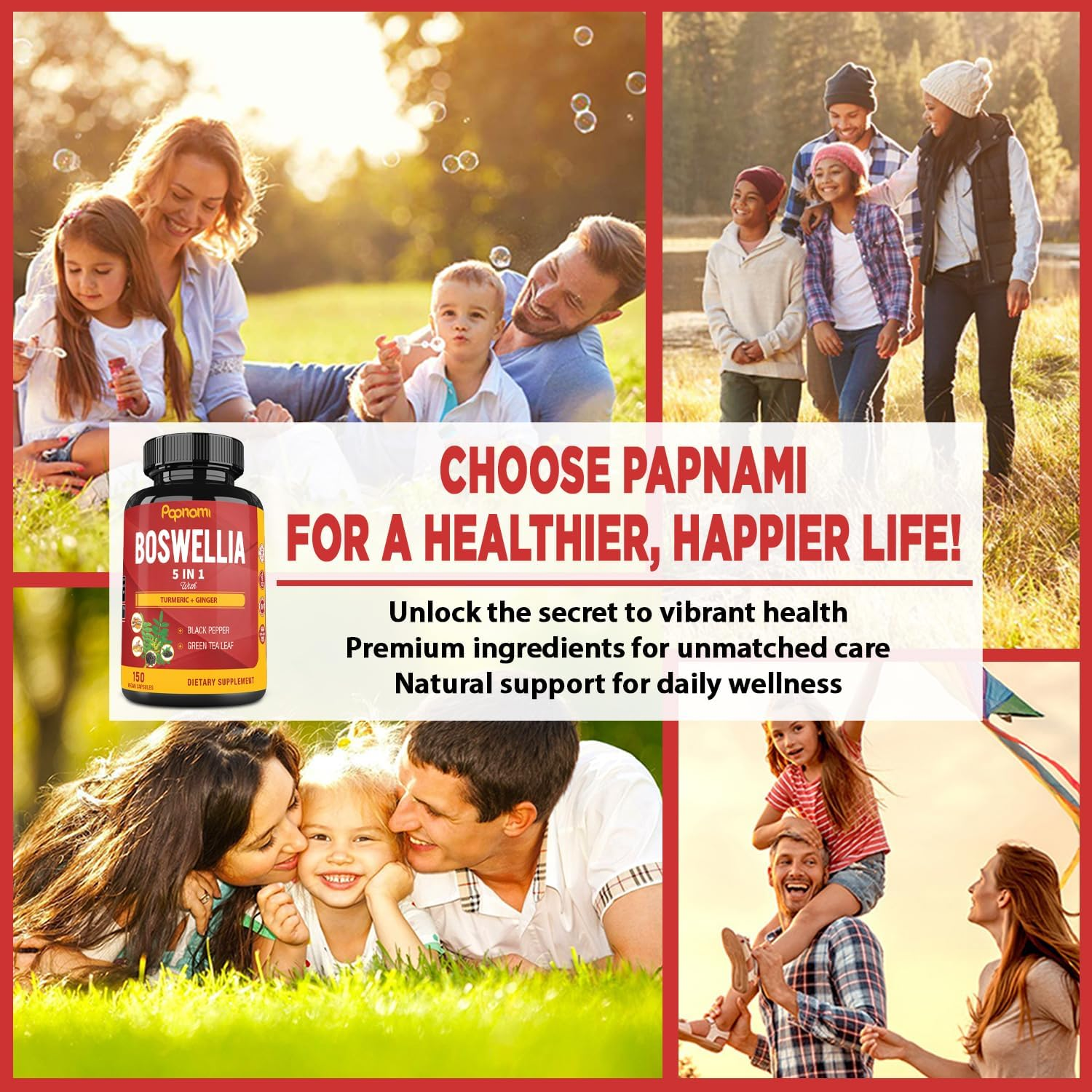 Organic Boswellia Serrata Capsules, 5 Months Supply & Turmeric Curcumin, Ginger, Black Pepper, Green Tea - 150 Vegan Capsules image number 4