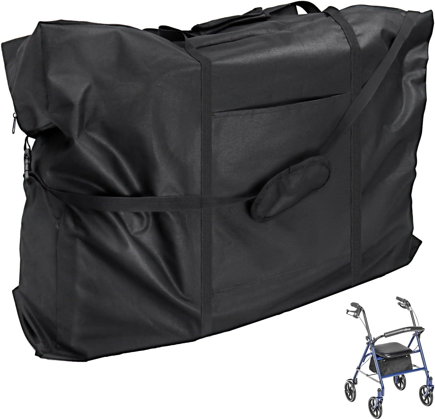 Rollator Travel Bag - Waterproof Wheelchair Bag for Folding Walker Compact Wheelchair Transport Chair Portable Large Duffel Bag Carry Case for Car and Airplane TSA Traveling,Black image number 6