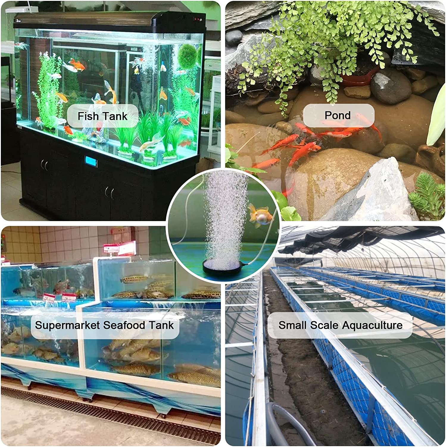 Aquariums Air Stones Disc, Fish Tank Oxygen Diffuser Air Pump round Bubble Air Stone for Hydroponics Pond Tank Aquarium Accessories image number 4