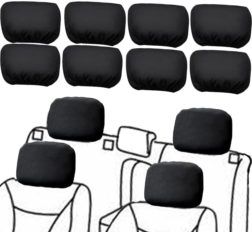 Car Seat Headrest Cover Soft Washable Dirt-Proof Car Head Rest Protector Covering Universal Fit for Most Cars Vans Trucks (Black-4Pcs)
