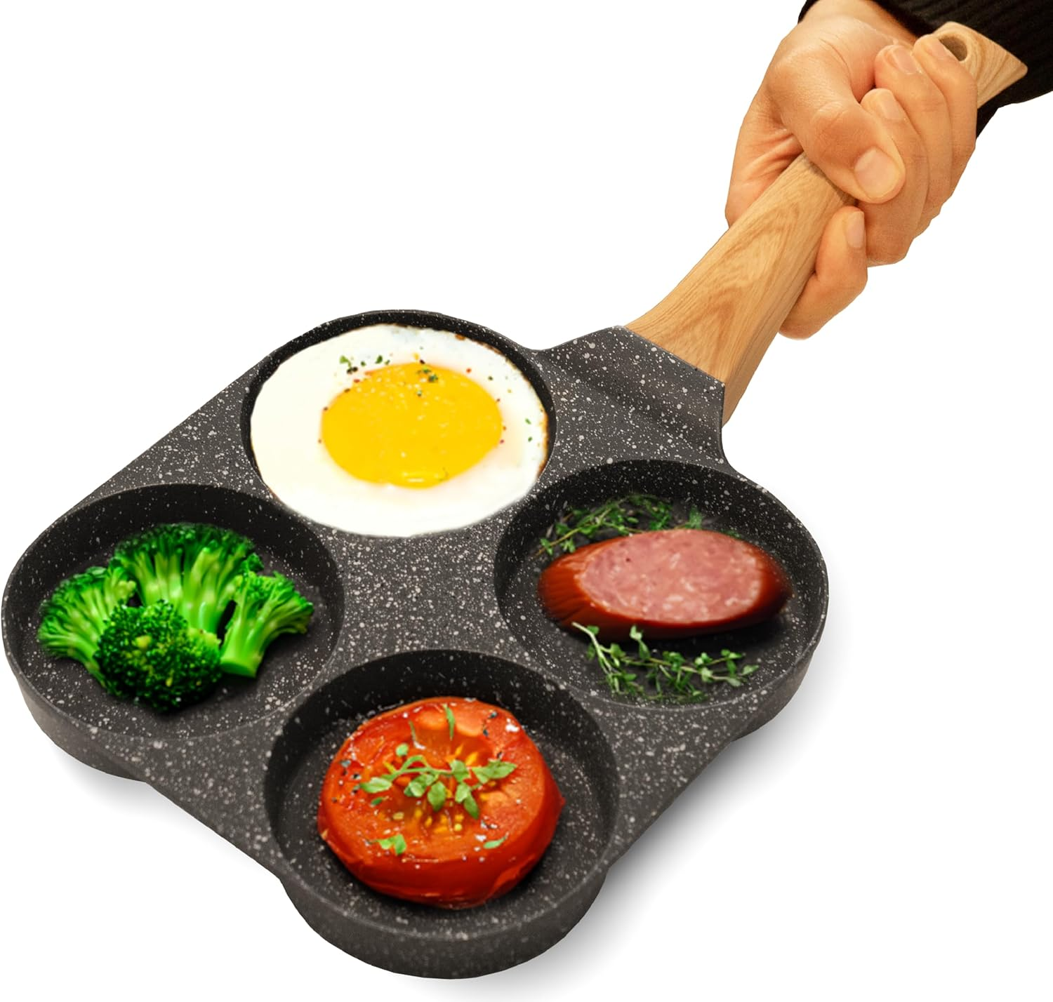 Joeji'S Kitchen 4 Part Egg Frying Pan Non Stick - Pancake Crepe Eggs Pan - 19Cm Pancake Pan for Cooking Healthy French Toast, Burger, Omelette and More with Less Oil