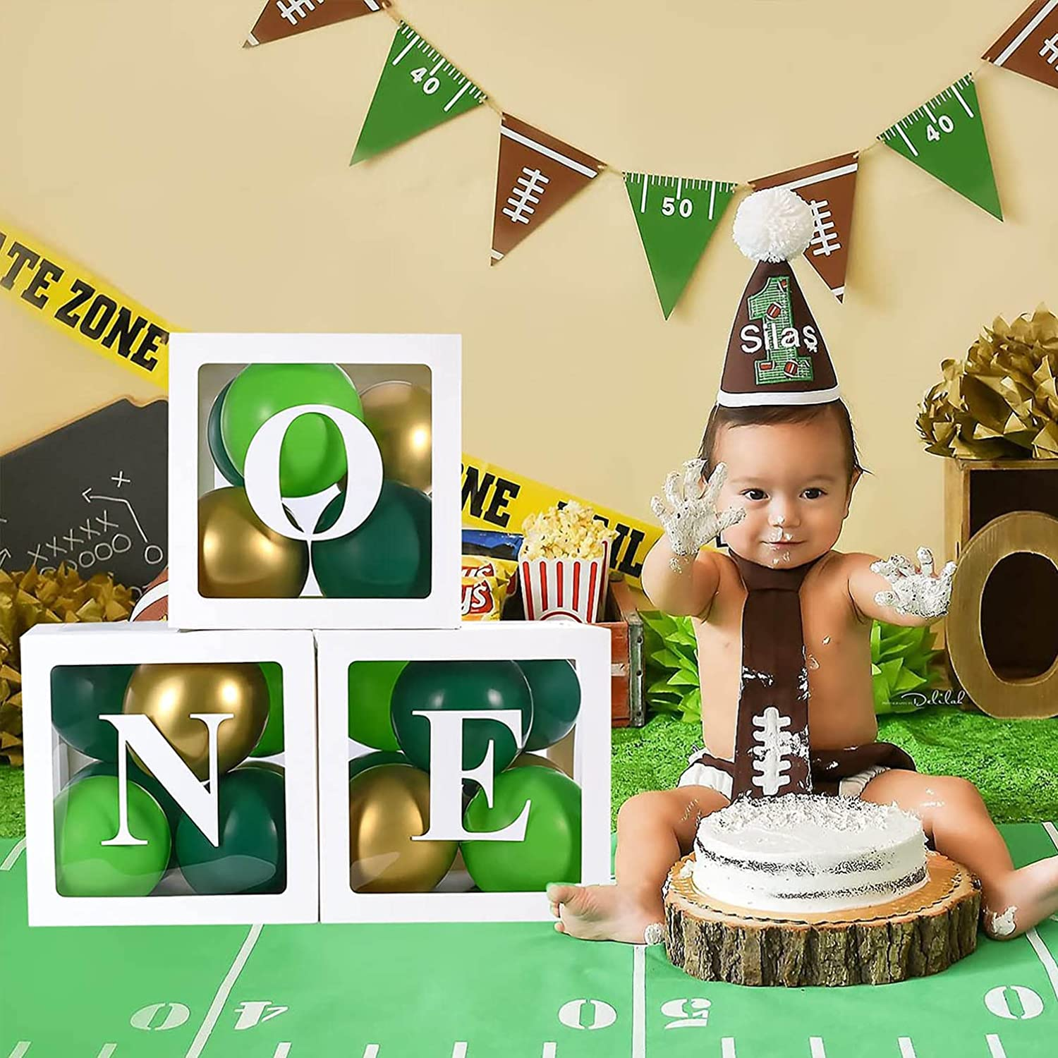 DAWNTREES First Birthday Decorations for Boy or Girl, 3 Pcs ONE Balloon Boxes for 1St Birthday, Baby Clear Blocks Party Decor&hellip; image number 4