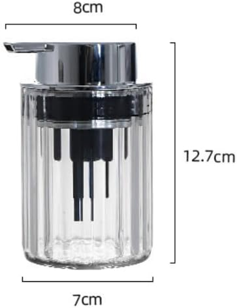 Foaming Hand Soap Dispenser Clear, Refillable Plastic Soap Dispenser Pump Bottle, 250Ml Empty Foam Soap for Bathroom Kitchen Counter Decor (Transparent Silver, One Size) image number 6