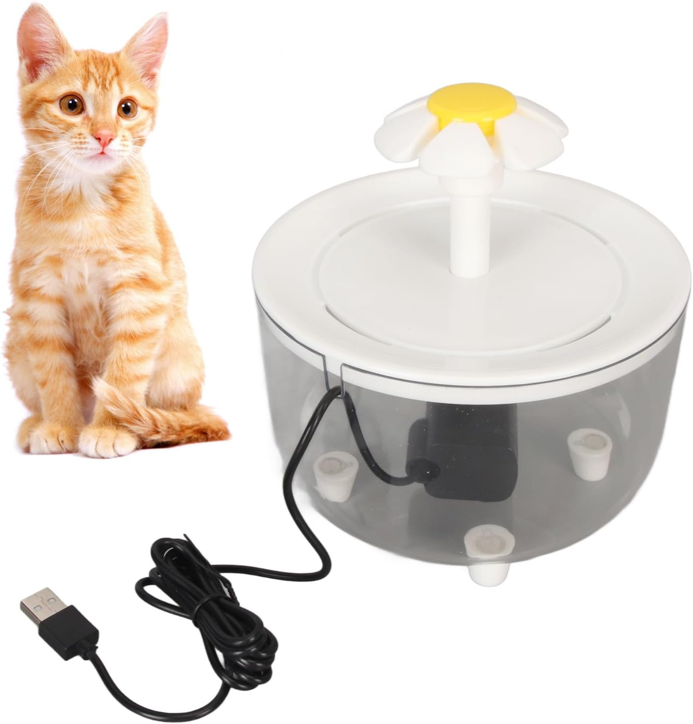 Cat Water Fountain, Automatic Cat Water Dispenser, Quiet Pet Water Fountain, Pet Flower, Automatic Circulation Water Dispenser for Cat Dogs, Easy to Clean