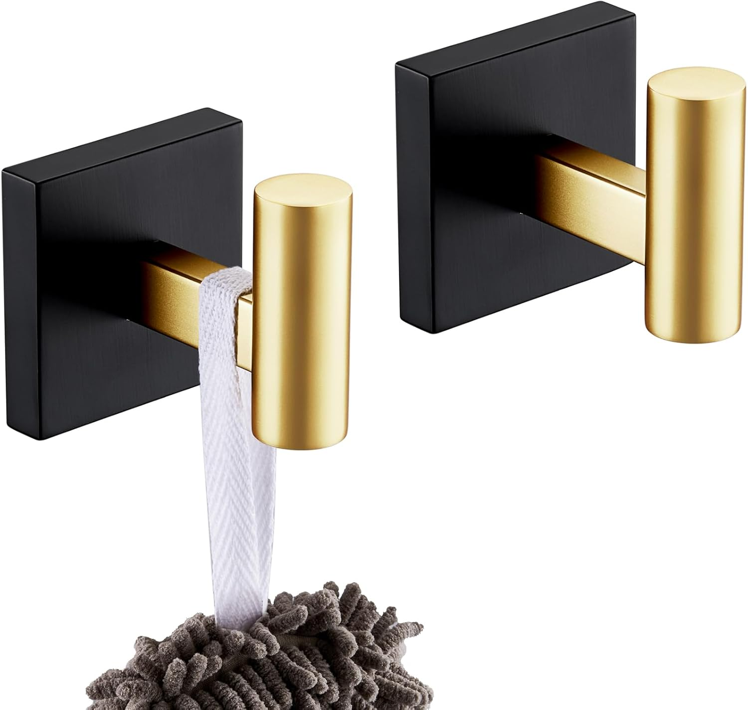 KOKOSIRI Robe Hooks Bathroom Towel Coat Hook for Bath Kitchen Wall 2 Pack Brushed Gold Stainless Steel B1013BG-P2