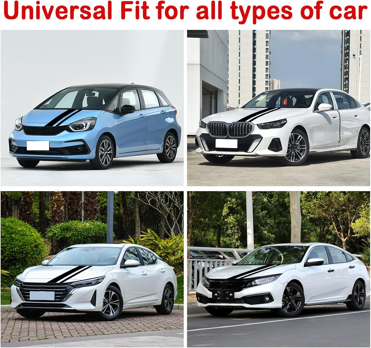 SUNJIKA 3PCS Vinyl Car Side Sticker Long Stripe Graphic Auto Hood Tailgate Body Racing Sports Decals Universal Car Truck DIY Decal Stripe Vinyl Stickers Decoration (Black) image number 4