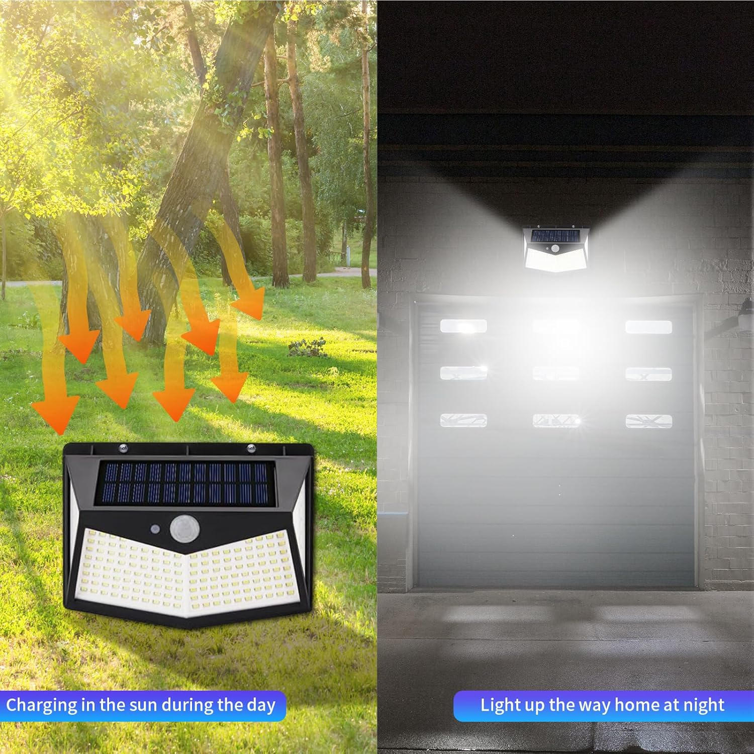 Solar Security Lights Outdoor,212Led Solar Wall Light Outdoor Street Lights with Lights Reflector and 3 Lighting Modes, Motion Sensor Wall Lights for Door,Garage,Garden Patio Yard(2 Pack)(Cool White) image number 3