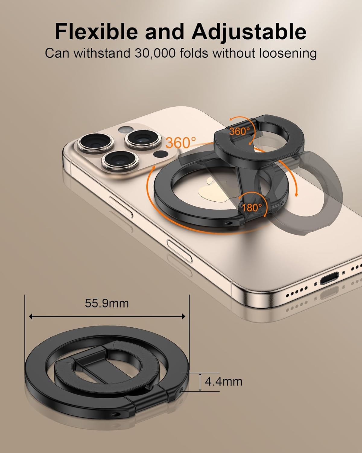 Magsafe Phone Grip Holder Dual-Sided Magnetic Finger Ring Adjustable Kickstand Loop for Iphone 17/16 Pro Max/15 Plus/14 Pro/13 Mini/12, Samsung, Magnet Phone Stand Grip Compatible with Mag Car Mounts image number 5