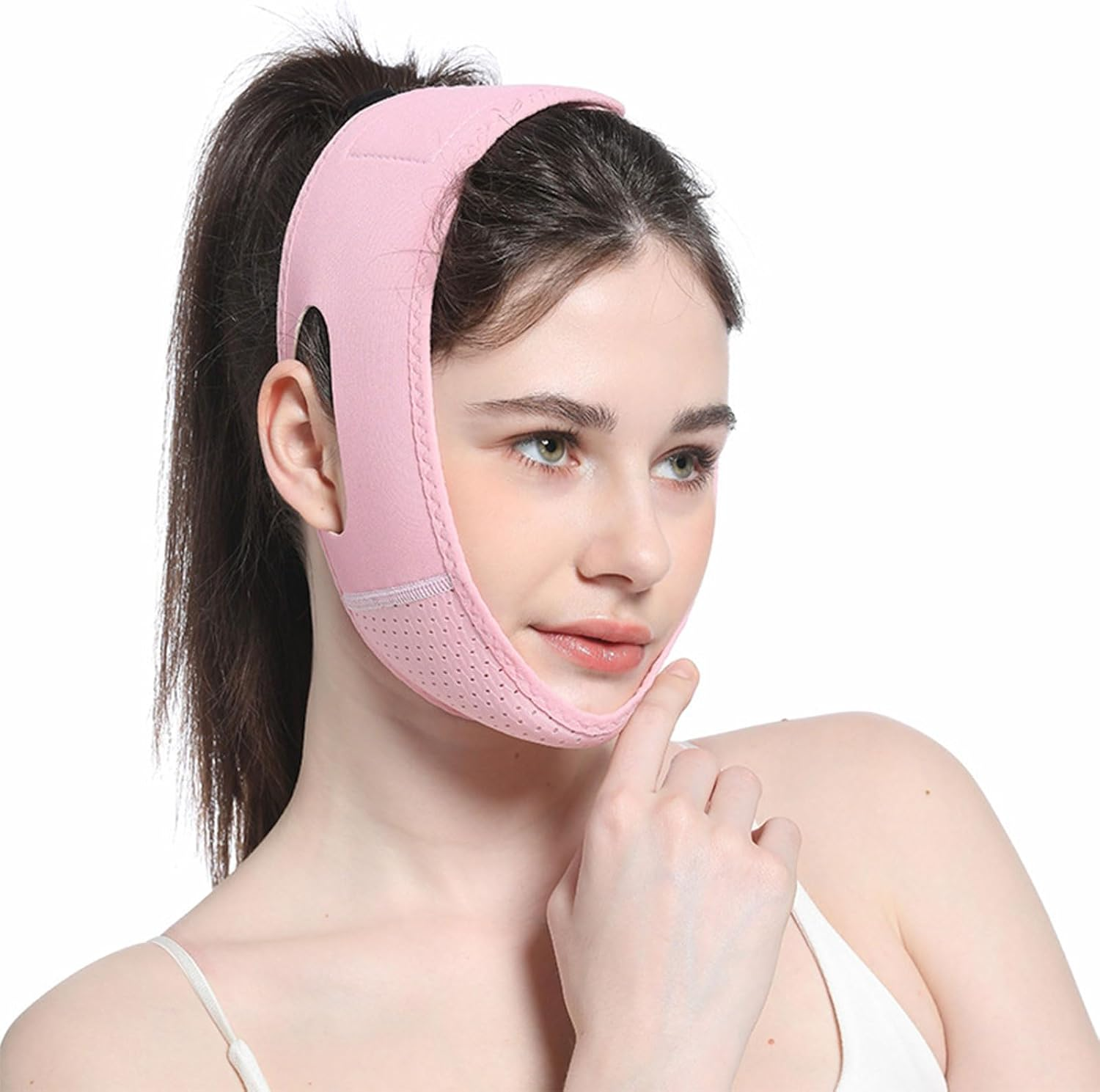BGENHPON Reusable Double Chin Reducer, Face Lift Tape, Face Slimming Strap for Women, Breathable V Line Lifting Mask, Innovative Lifting Technology, One Size Fits All
