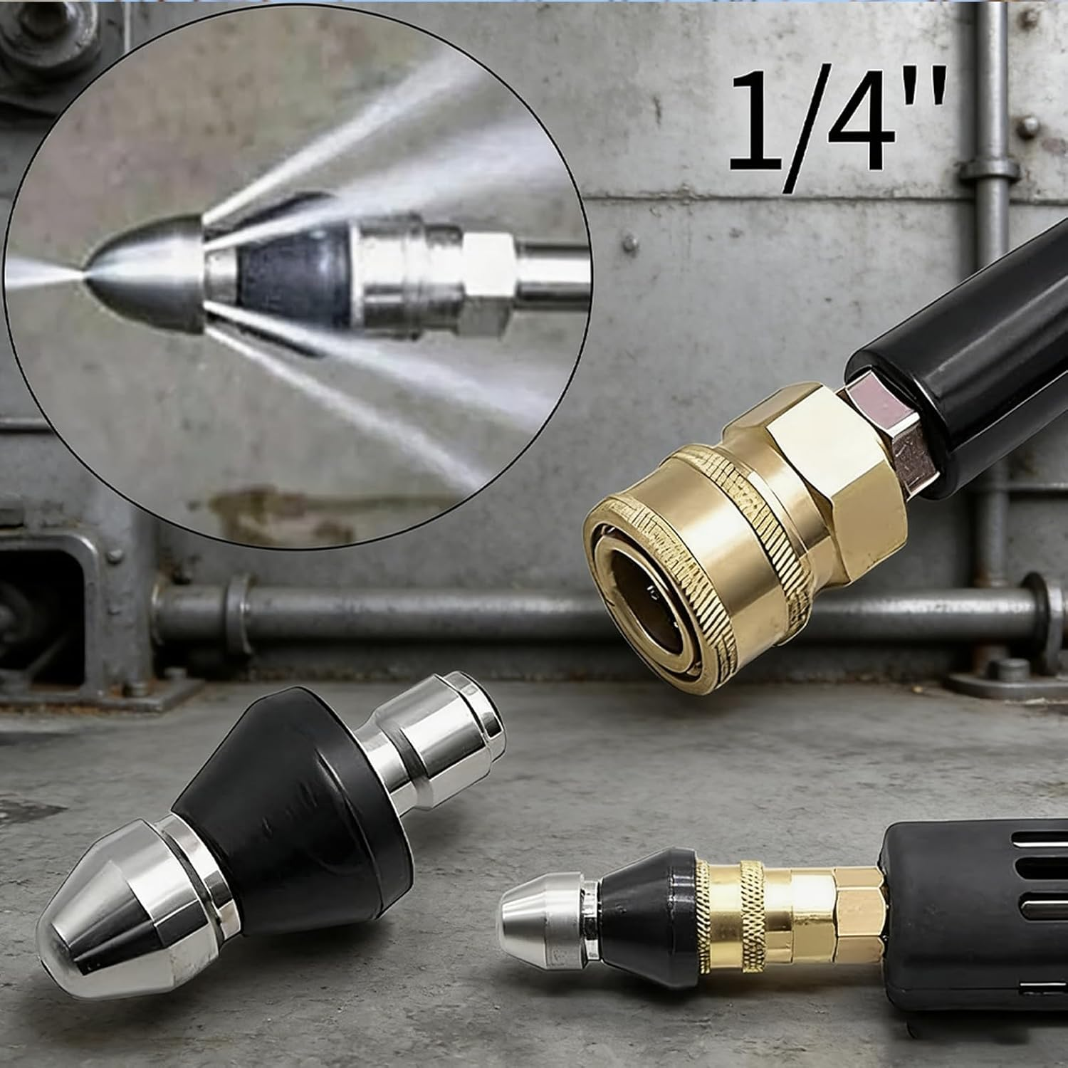 2025 Sewer Cleaning Tool - High Pressure Nozzle with Drain Augers for Sewer Pipe Dredging Cleaning and Pipe Unclogging Drain Clog Remover Pipe Cleaner image number 5