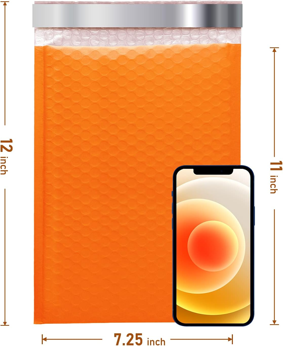 7.25X12 Inch Poly Bubble Mailers #1 Padded Envelopes Bulk, 25Pcs Self Seal Mailing Envelopes Bubble Padded Mailers(Orange, inside Size: 7.25X11") image number 5