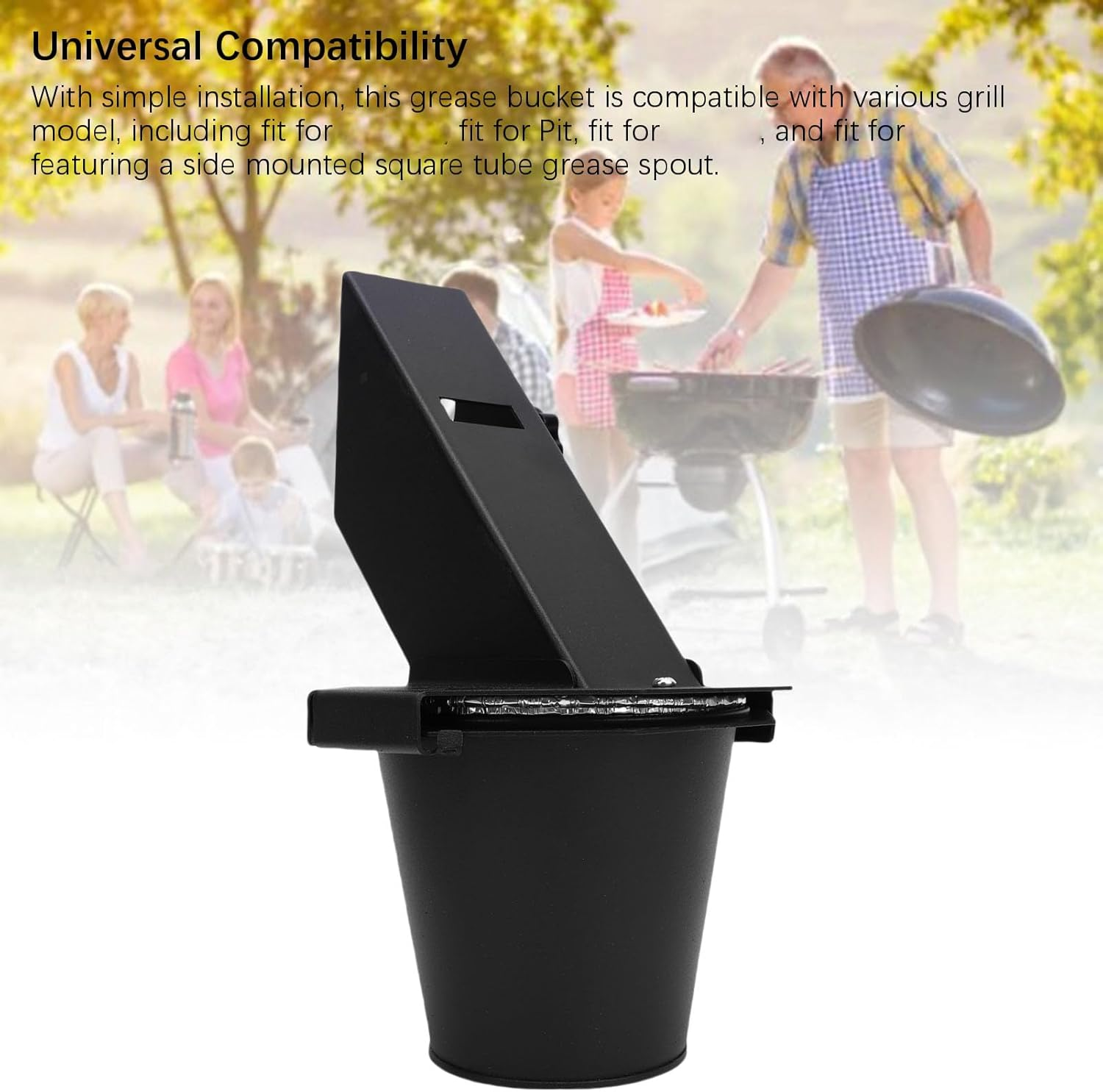 Smoker Grease Catcher, Heavy Duty Steel Heat Resist Drip Bucket, with 12 Pack Foil Liner, for Traeger, Pit, Z Grills, Recteq, for Outdoor Grills image number 2