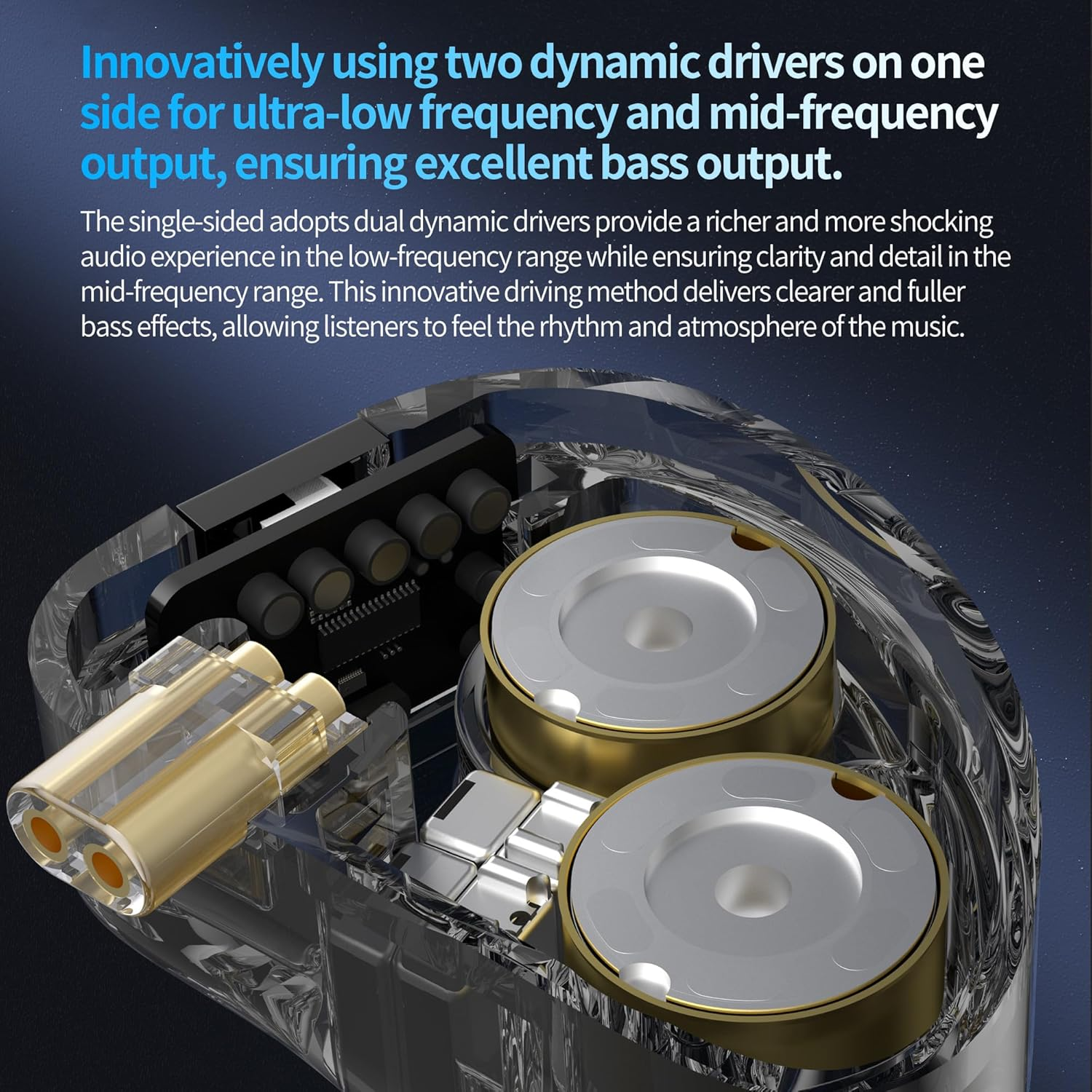 Hifi Kingdom CCA Rhapsody 4BA+2DD Hybrid In-Ear Professional Earphone Monitor (Black with Mic) image number 4