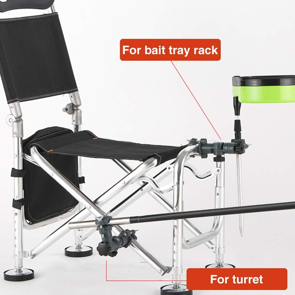 Faddare Fishing Chair Umbrella Stand Bracket, 360 Degree Rotation Adjustable Fishing Rod Holder, Chair Stand Lures Dish/Flashlight Holder, Fishing Pole Bracket Connect image number 6