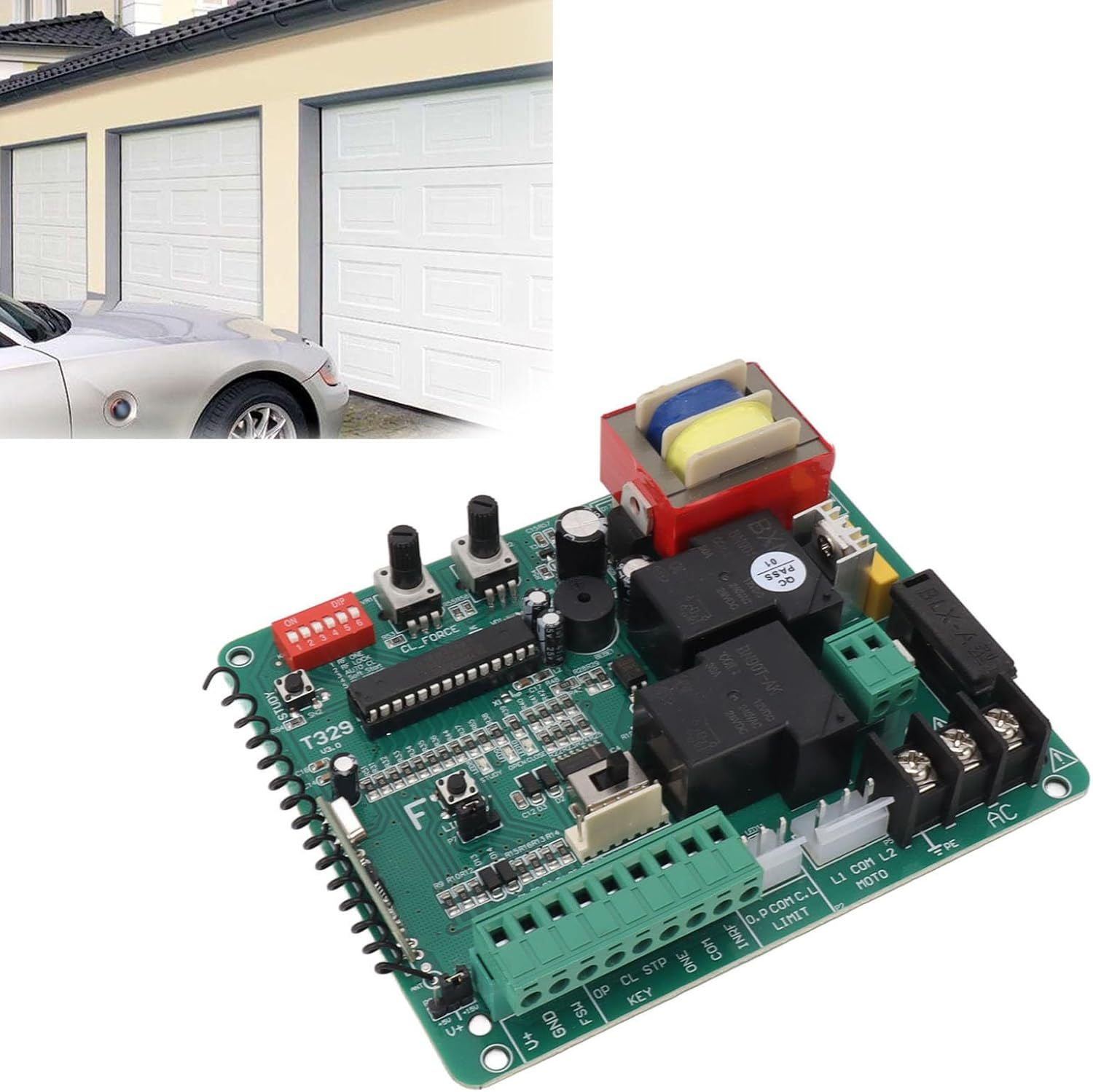 Control Board for Sliding Gate Motor, Remote Control Electric Door Motor Circuit Board with LED Indication, Door Opener PCB Circuit Control Board for Electric Automatic Gate