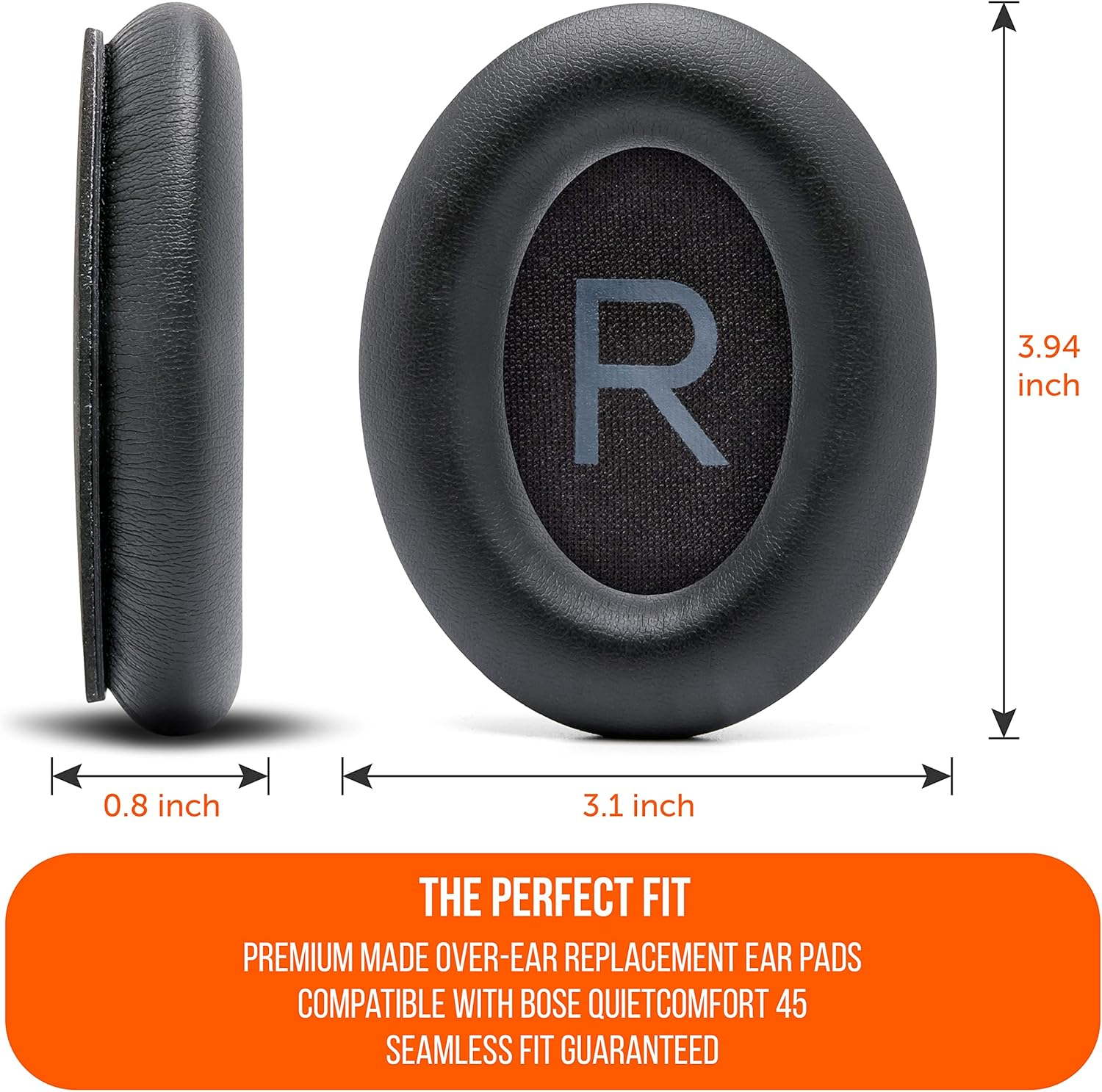 WC Padz QC45 - Earpads for Bose Quietcomfort 45 / Quietcomfort Se/Quietcomfort Wireless, Made by Wicked Cushions | Extra Thick Cushion | Premium Durable Stitching | Black image number 6