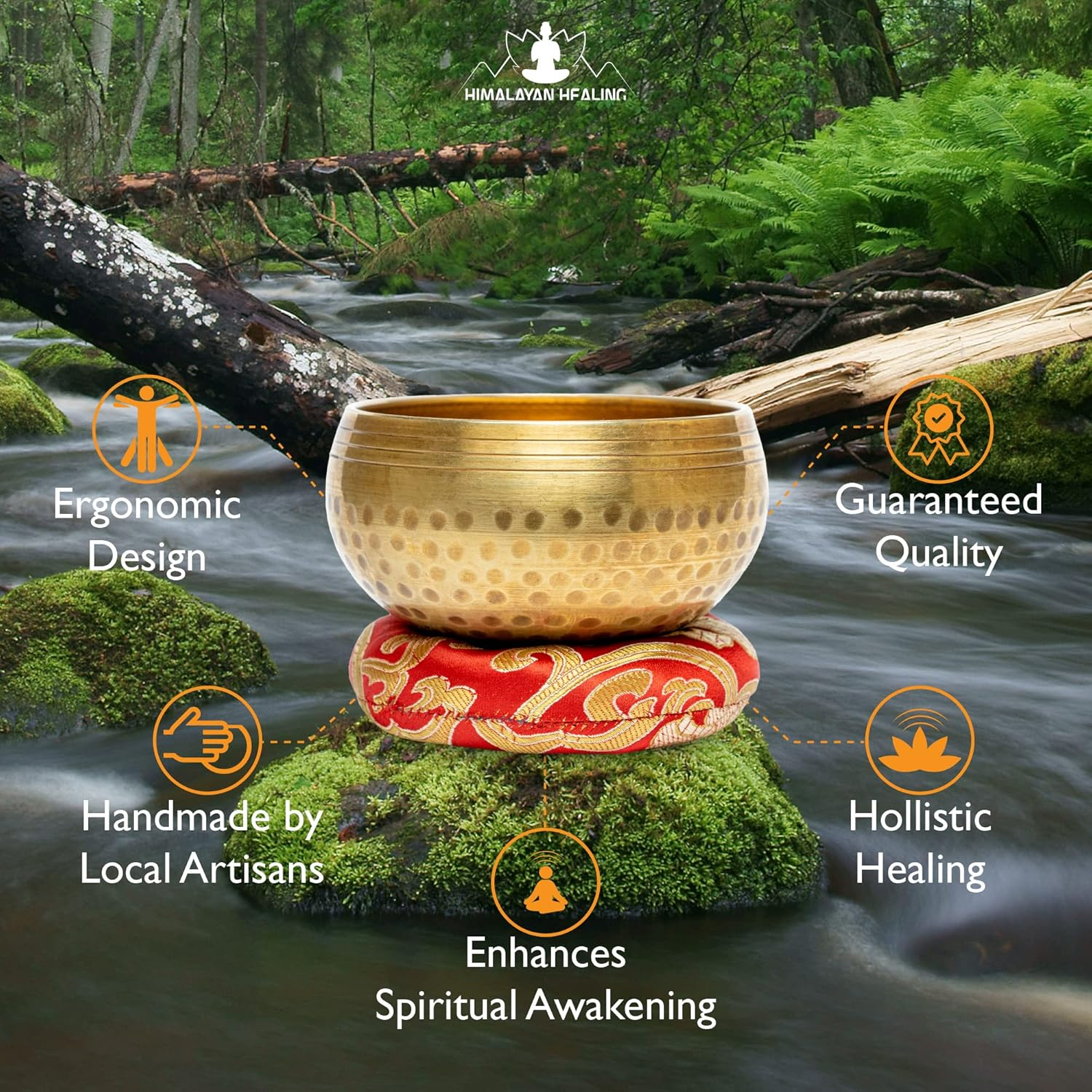 Tibetan Singing Bowls Set~ Meditation Sound Bowl Hand Hammered in Nepal for Yoga, Meditation, Mindfulness, Healing & Chakra Balancing~ (3.5 Inch) image number 6