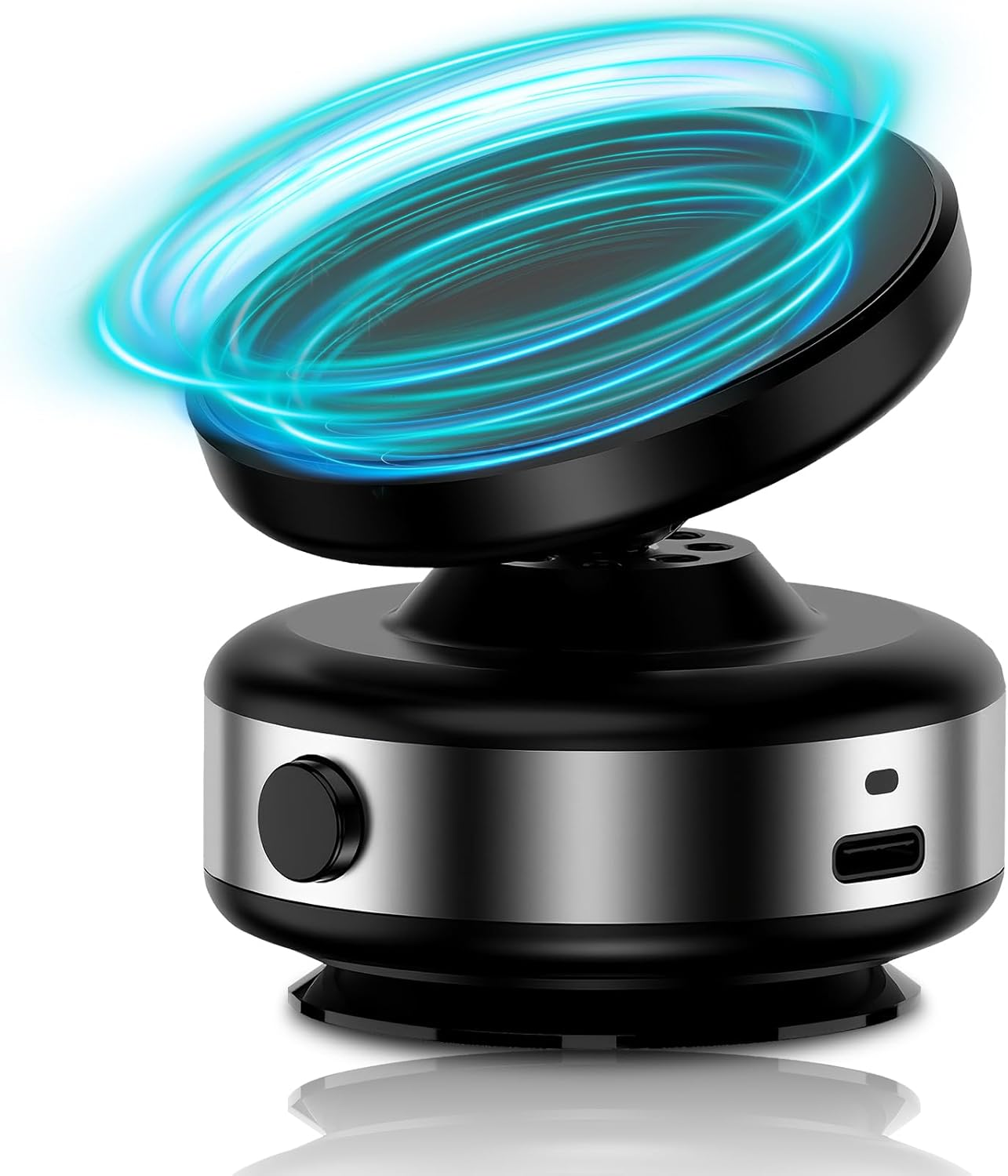 WODHMIEY Magnetic Car Phone Holder with Electric Vacuum Suction, 360 Rotation, Portable Car Accessories, Universal Magnetic Suction Phone Mount for Travel Home Gym (Black)