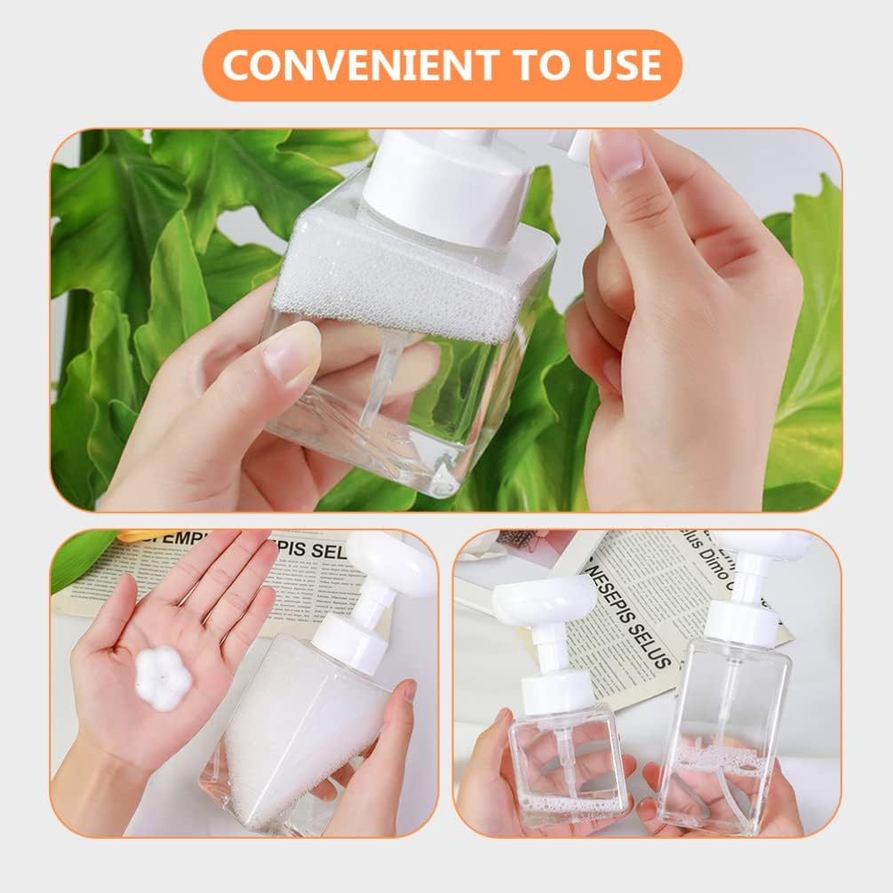 Kichvoe 2Pcs Flower Shape Foaming Hand Soap Dispensers Refillable Pump Bottles for Liquid Soap Shampoo and Lotion Transparent for Bathroom and Kitchen Counters image number 1