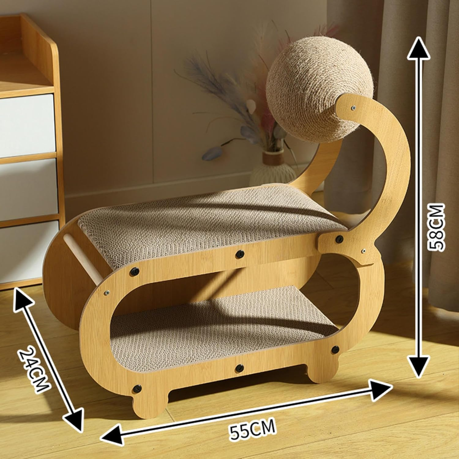 Cat Scratching Board Cat Bed Wear-Resistant and Non-Shedding Summer Double-Layer Cat House Scratch-Resistant Sofa Recliner Corrugated Paper Cat Toy image number 2