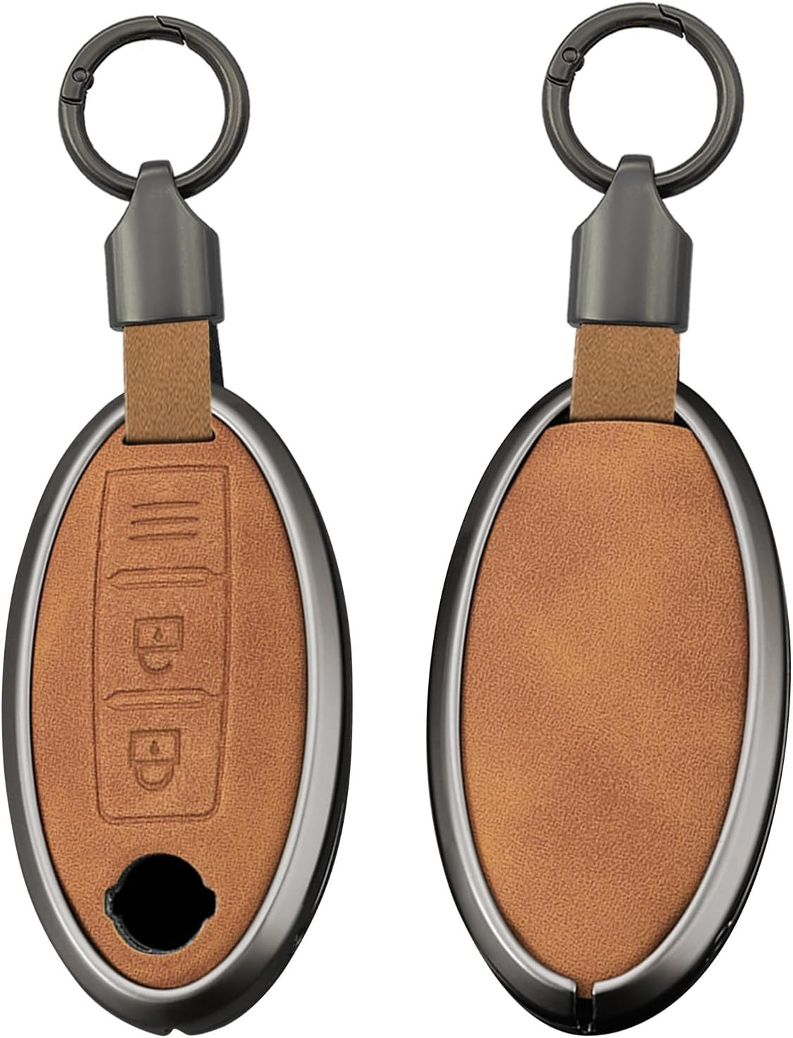 Ontto Key Fob Shell Antiecratched Car Key Cover Leather Key Case Fit for Nissan Altima Rogue Sentra Pathfinder Frontier Maxima Titan Murano Kicks Juke Versa Armada GTR 370Z Leaf Car Accessories,Brown