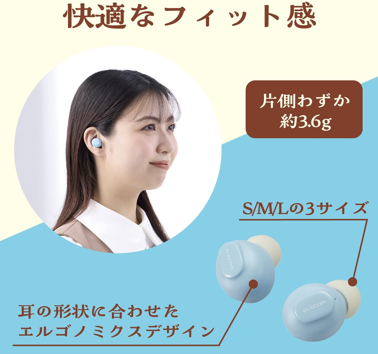 Elecom LBT-TWS16CSBU Wireless Earphones, Retro Bluetooth Earphones, AAC Compatible, Bluetooth 5.3, 5 Hours Continuous Playback, Low Latency