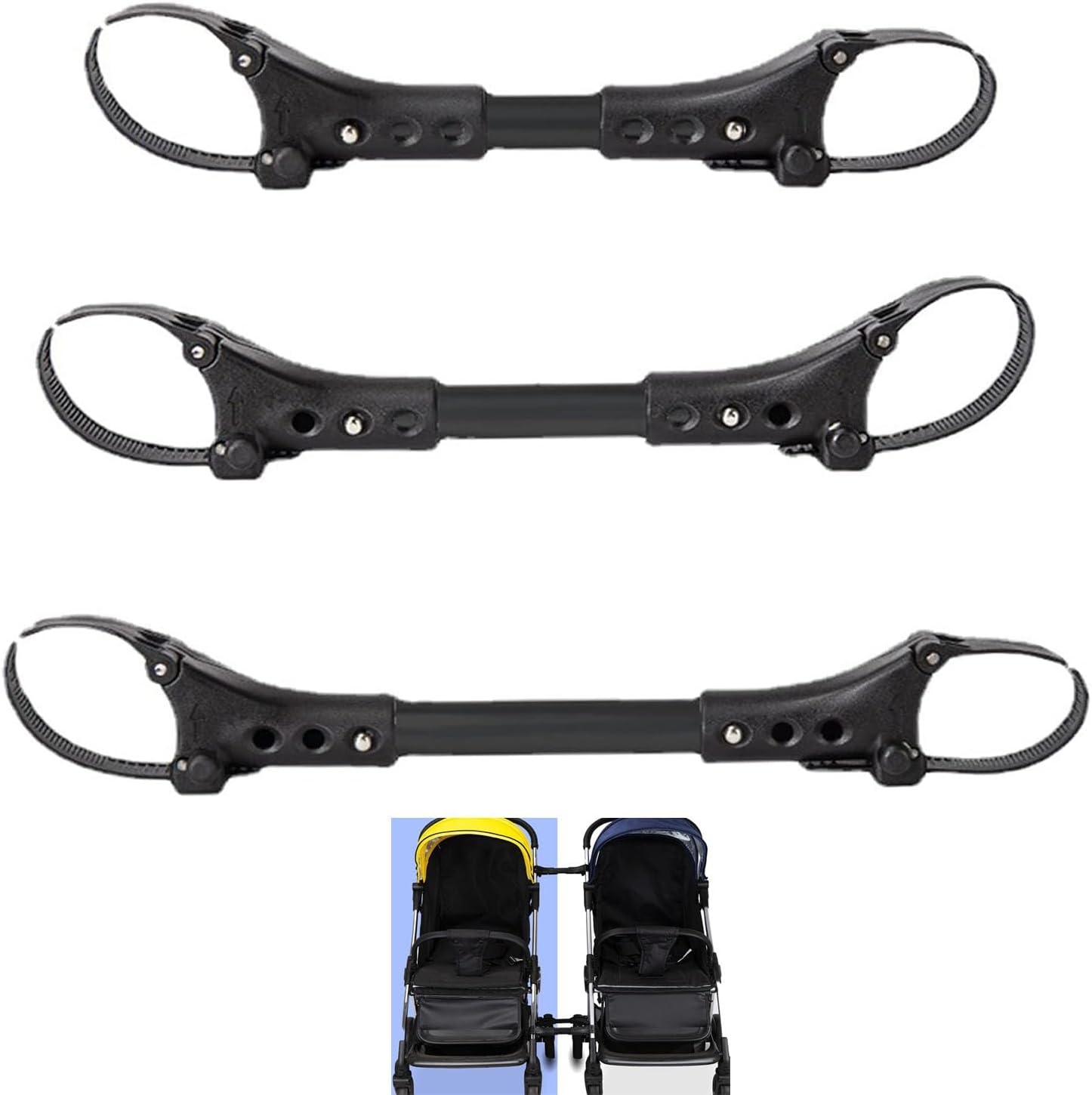 3Pcs Twin Stroller Connection Accessories, Pushchair Connector, Stroller Cart Automotive Connectors, Stroller Car Connector Acessories, Adjustable, Universal, 2 Strollers Into1 Twin Stroller image number 6