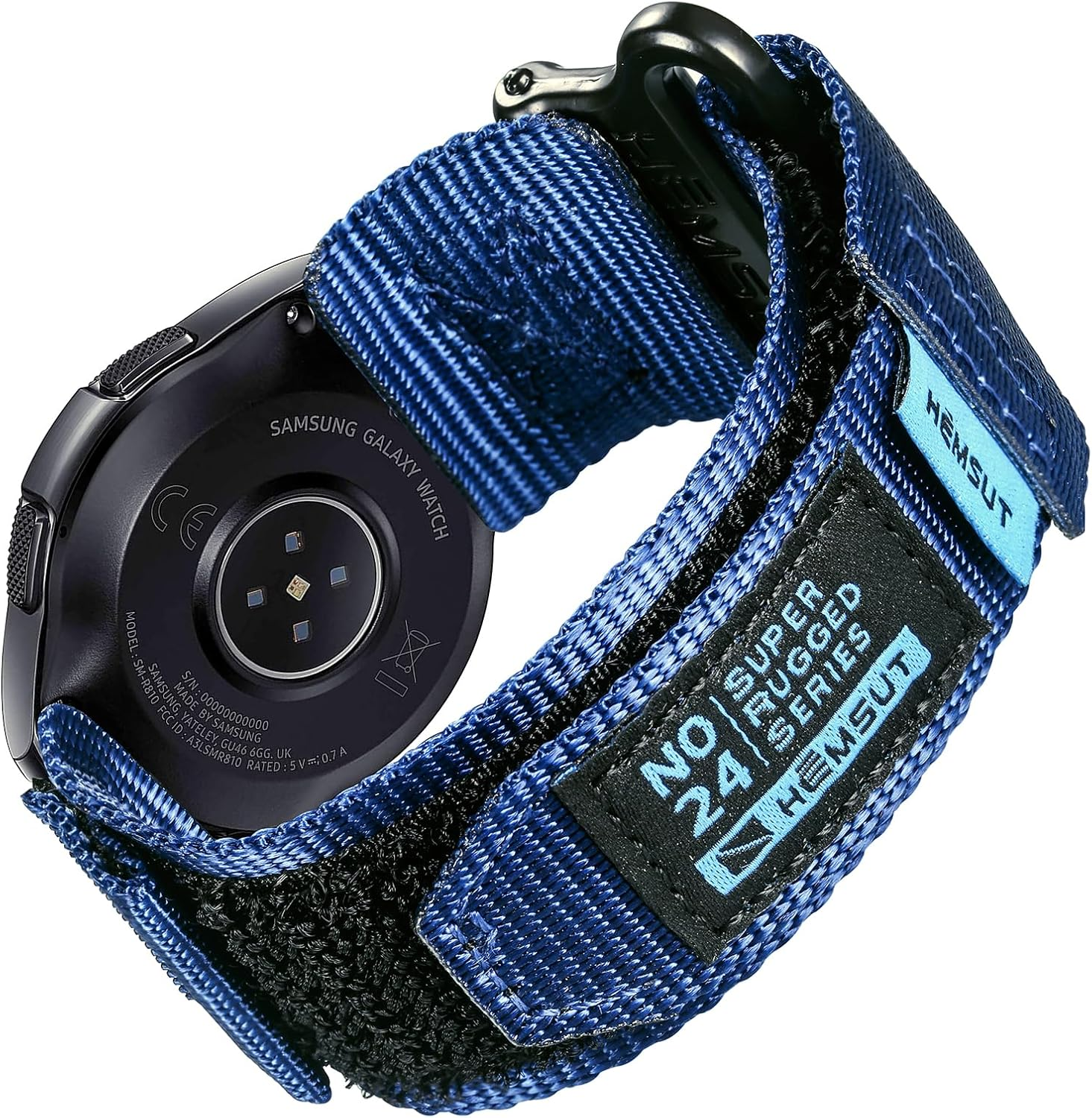 HEMSUT Wide Nylon Hook & Loop Watch Band with Metal Buckle, Quick Release 20Mm/22Mm for Outdoor Sports Smartwatches