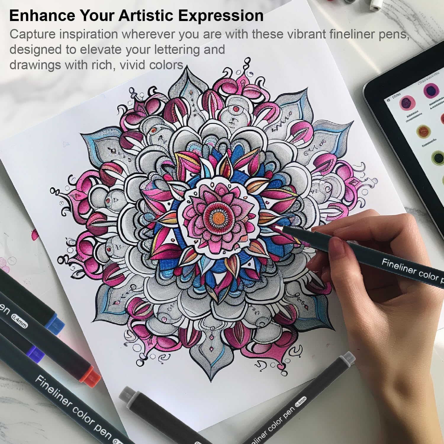 Fineliner Pens, Set of 24 Fineliners, 0.4 Mm Tips Fine Point Markers, Assorted Art Pens, Water-Based Fine Tip Markers for Drawing, Sketching, Journaling and Calligraphy image number 1