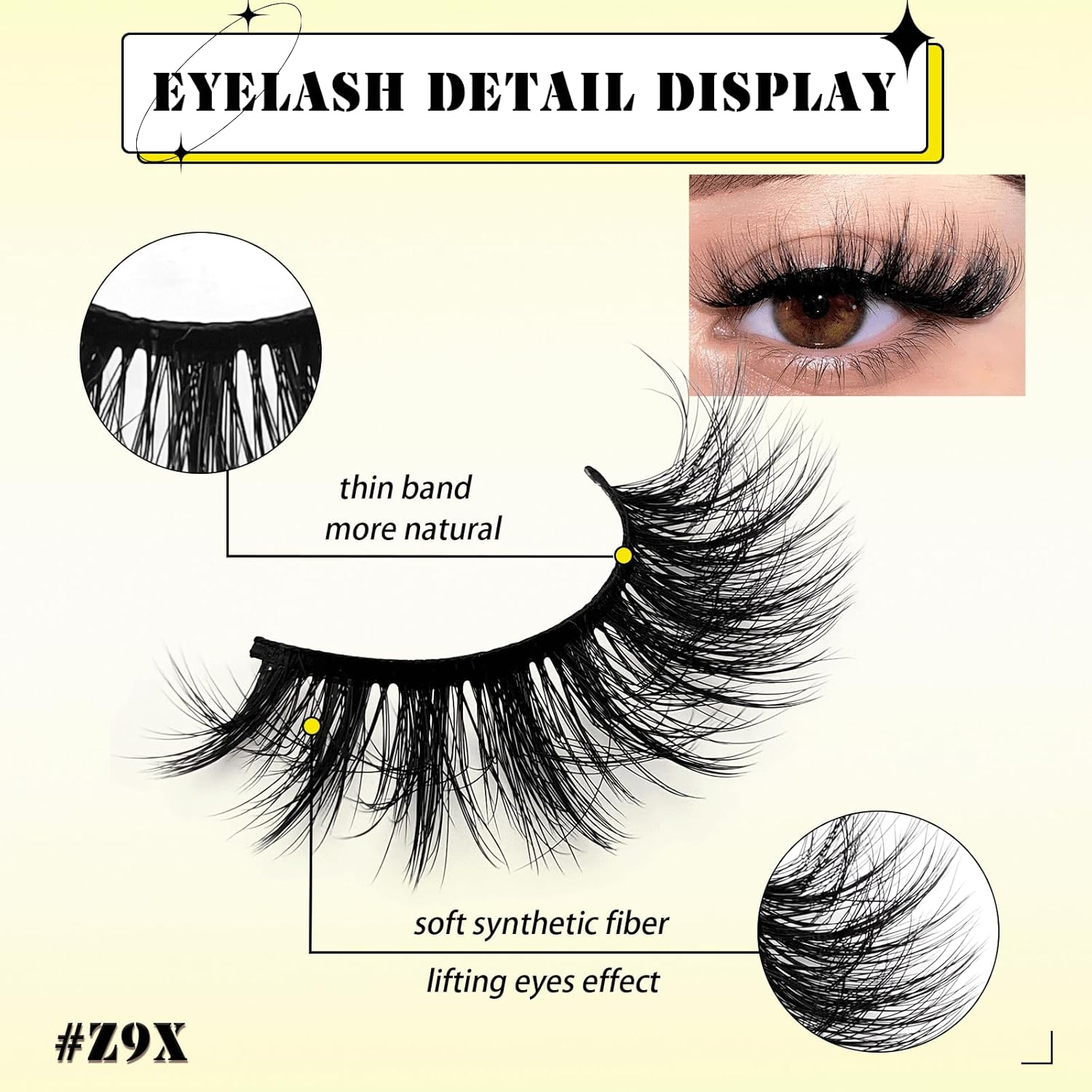 10 Pairs of 3D Artificial Eyelashes, Cat Eye False Eyelashes, Natural Look, Curly Cat Eye Lashes, False Eyelashes with Natural Wispy Volume, Cat'S Eye Eyelashes (10Y-Z9X) image number 1