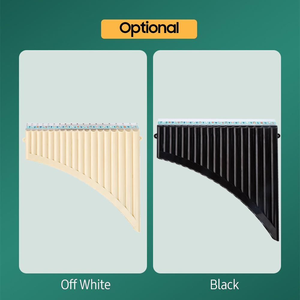 Mingzhe 18 Pipes Pan Flute C Key Panpipes Pan Pipes with Mouthpiece Wind Instrument for Students Beginners with Carrying Bag - Off White image number 2