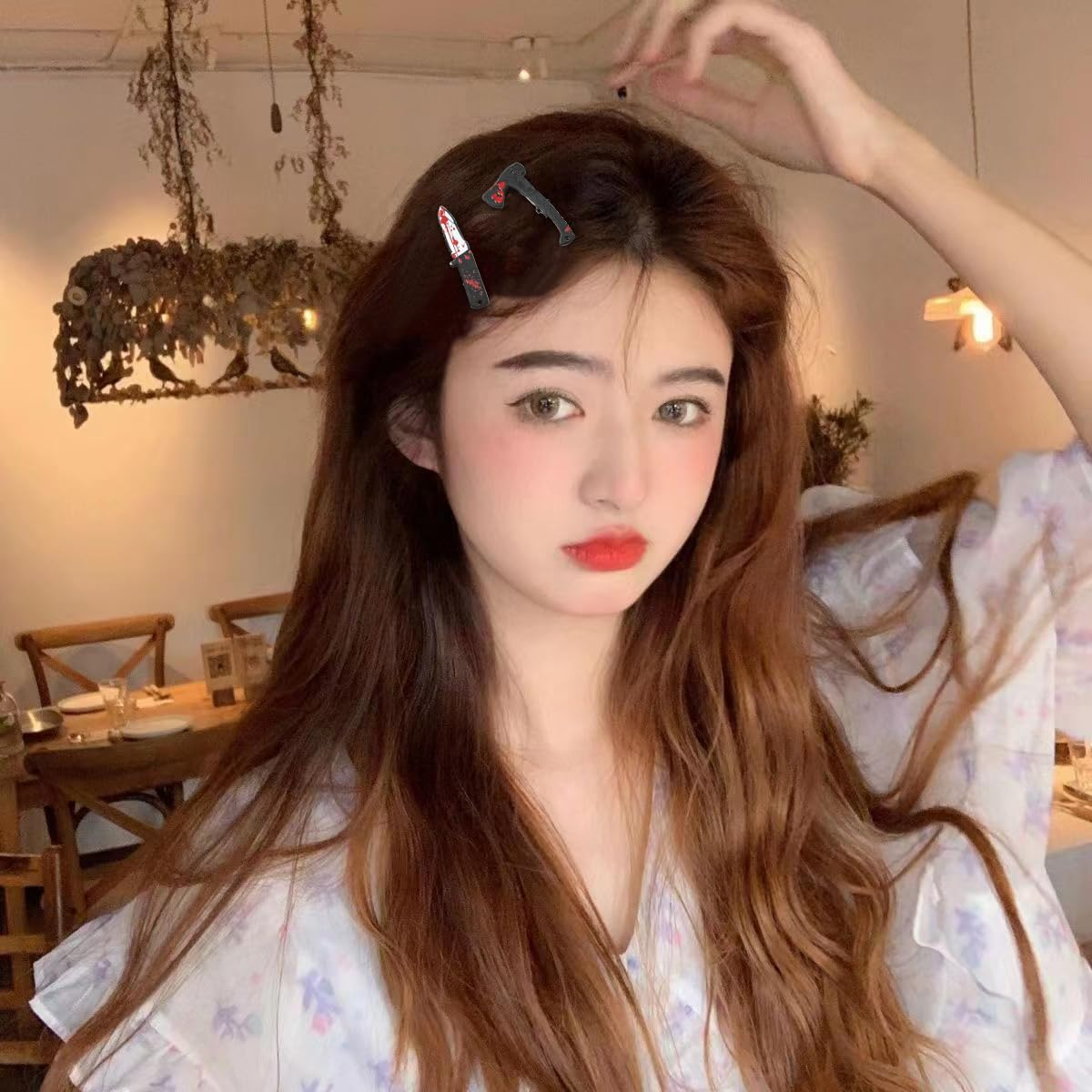 Halloween Costume Hair Clips for Women Thin Thick Hair Blood Hair Clips for Girls Halloween Decorative Hair Clips for Women Hair Accessories Fine Hair Clips for Thin Hair Barrettes for Women Cosplay - Halloween Blood Hair Clips image number 2