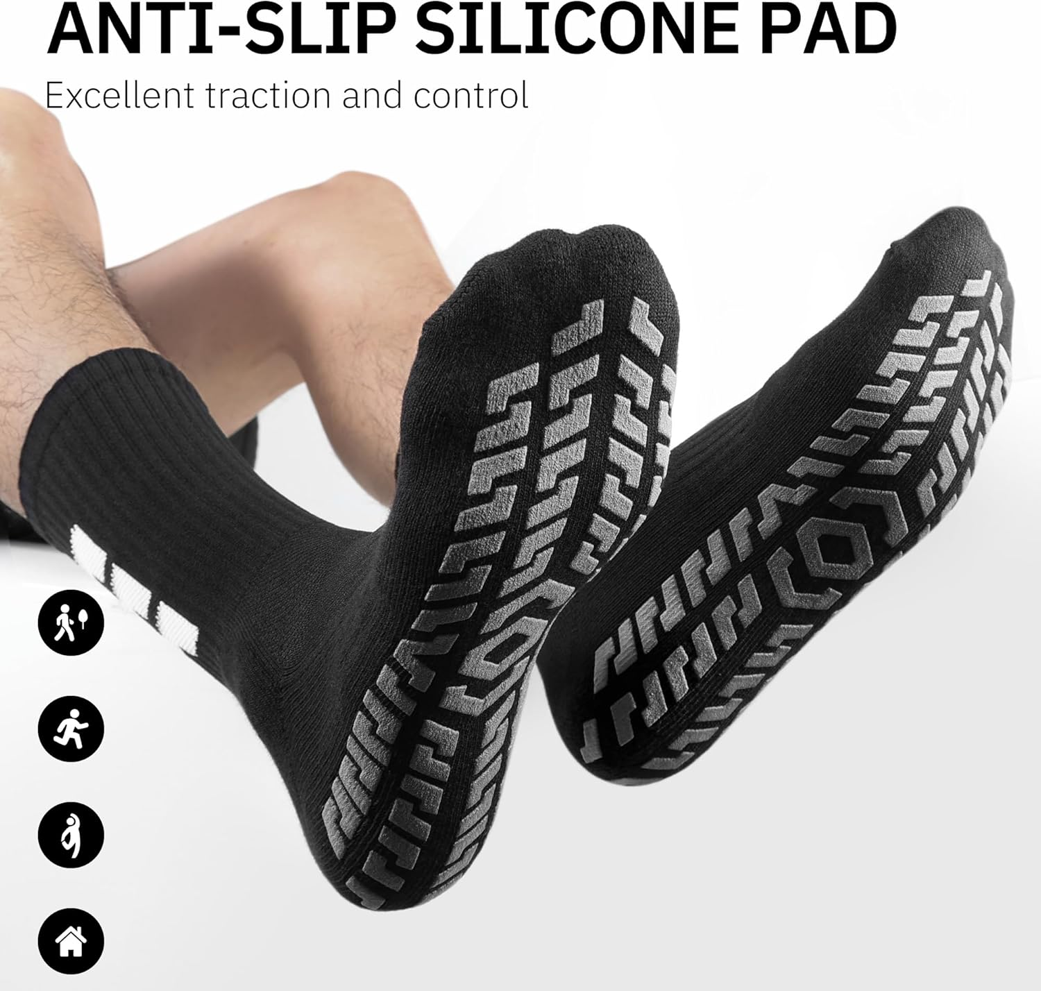 CLOSEMATE 3 Pairs Mens Grip Socks Athletic Cushioned anti Slip for Soccer Football Yoga image number 1