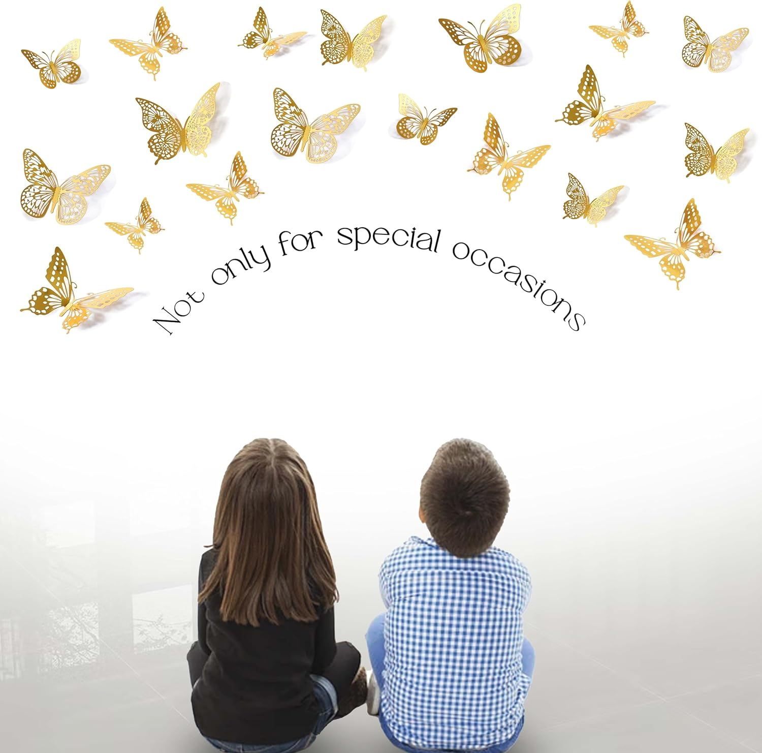 Gold 3D Butterfly Wall Decor - 48 Pcs, 4 Styles, 3 Sizes, Gold Butterfly Decorations for Birthday & Party Celebrations, Removable Stickers image number 5